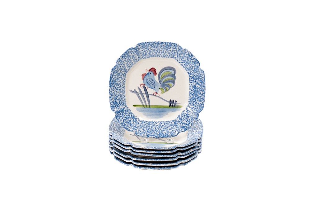 Rooster Spongeware Plates