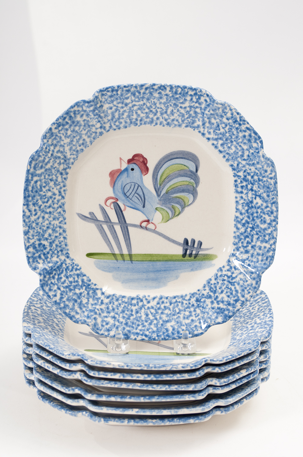 Rooster Spongeware Plates