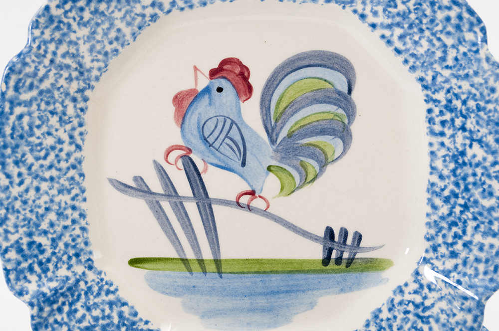 Rooster Spongeware Plates