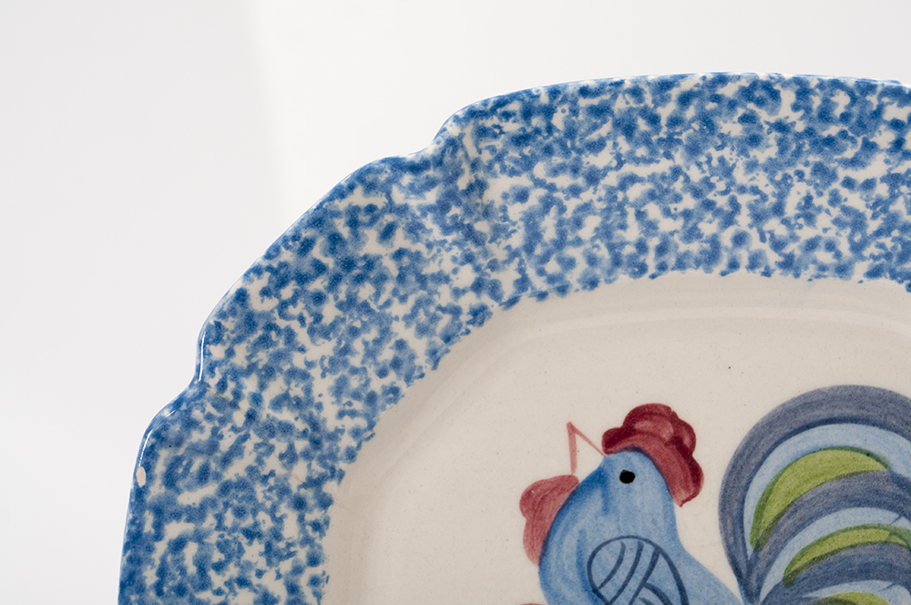 Rooster Spongeware Plates
