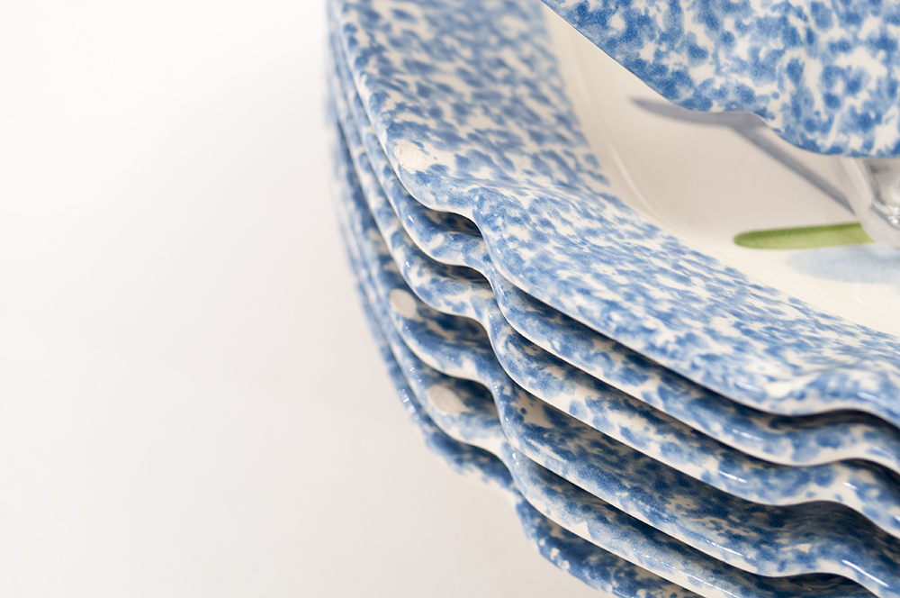 Rooster Spongeware Plates