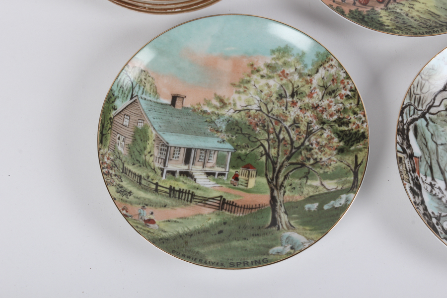 Set of Three Seasonal Plates and Three Bowls