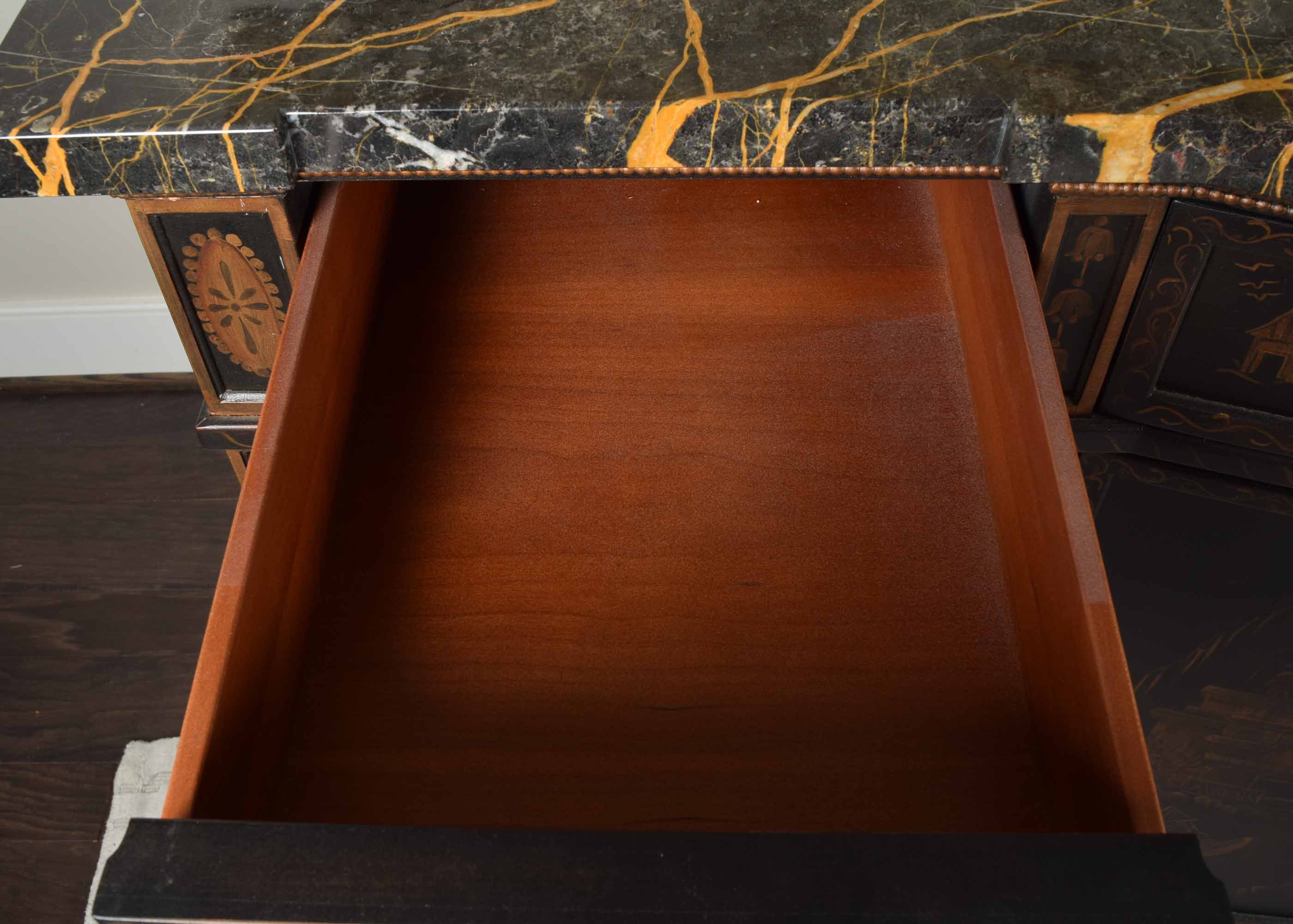 EJ Victor Marble-Topped Chinoiserie Buffet