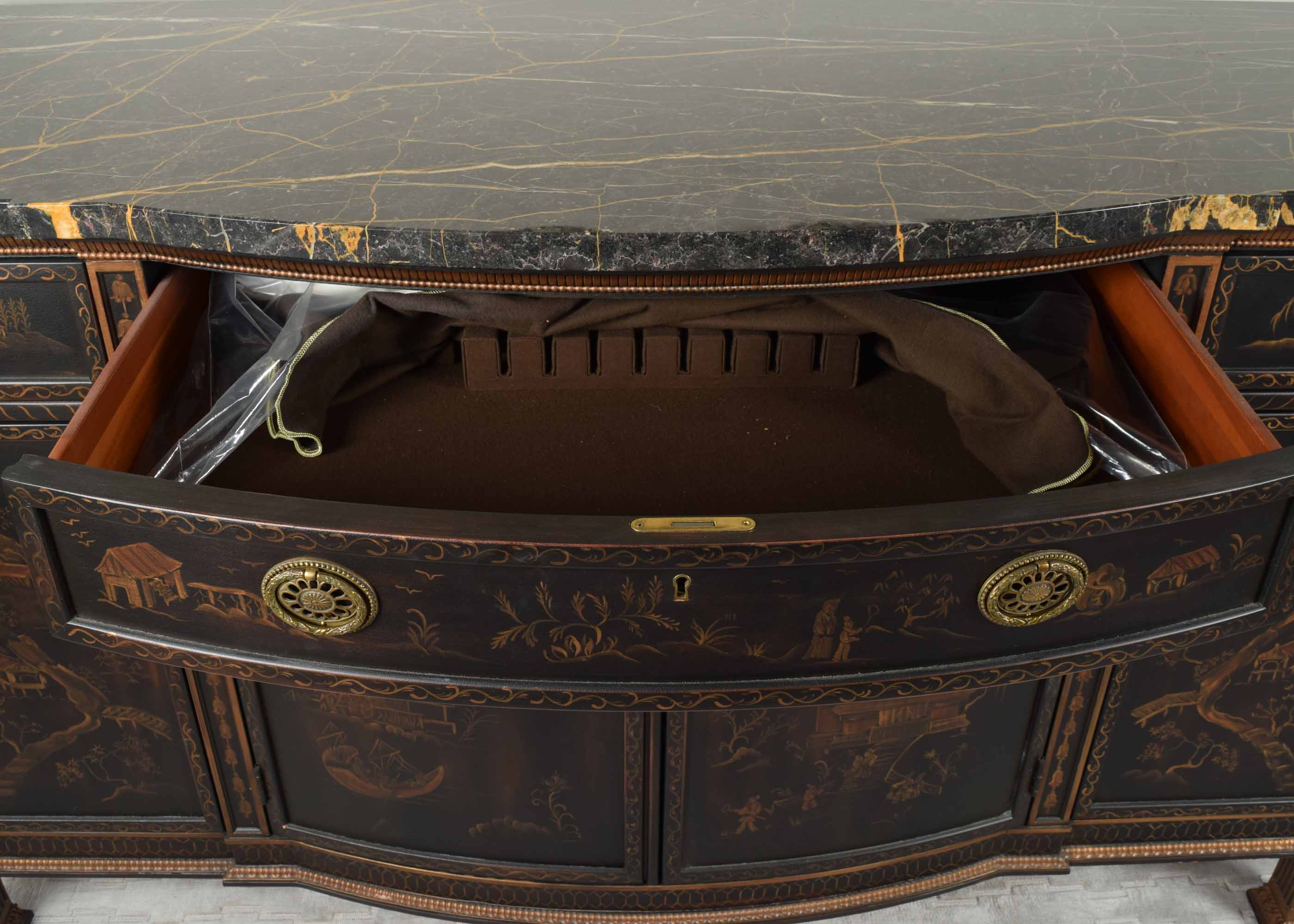 EJ Victor Marble-Topped Chinoiserie Buffet