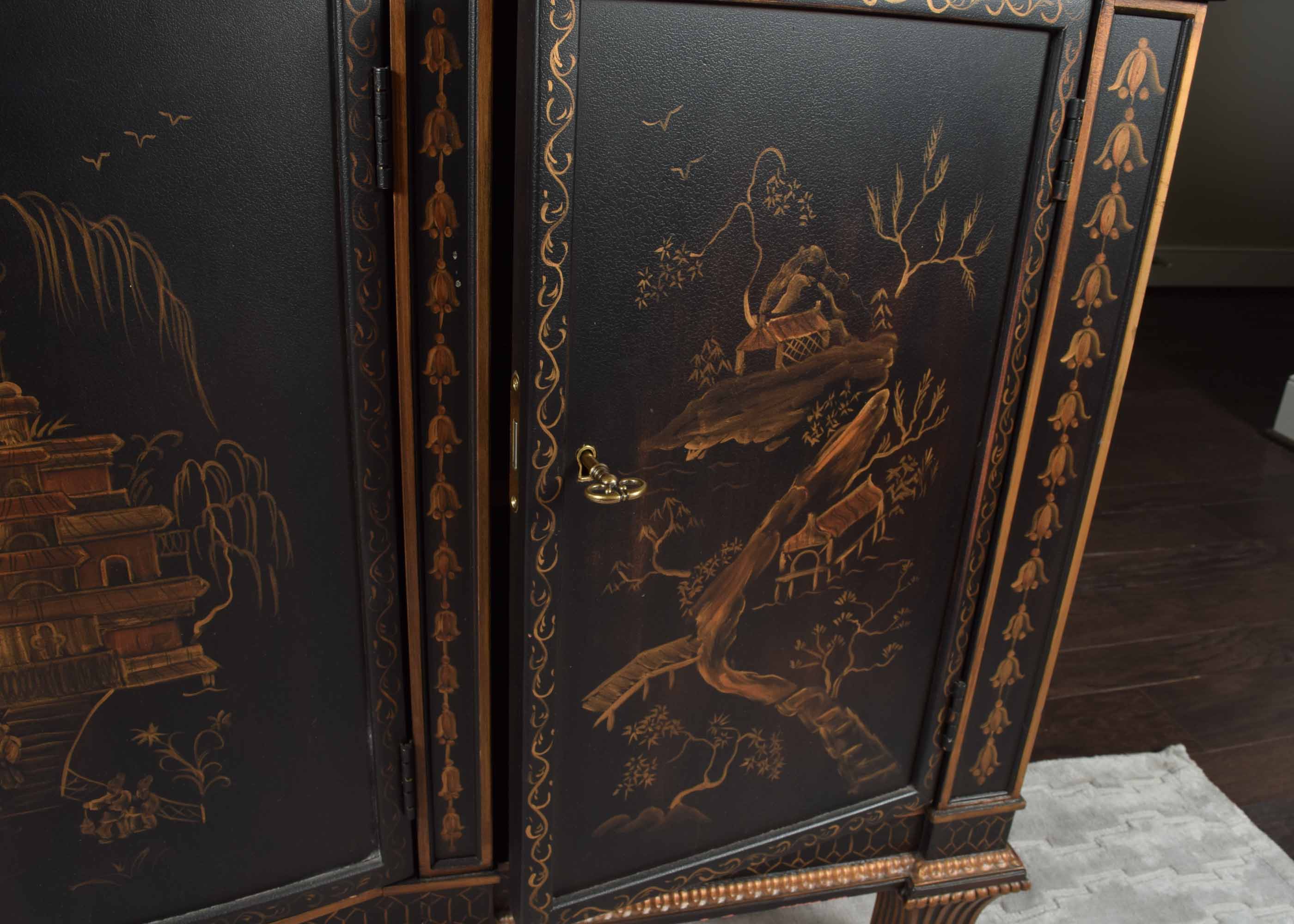 EJ Victor Marble-Topped Chinoiserie Buffet