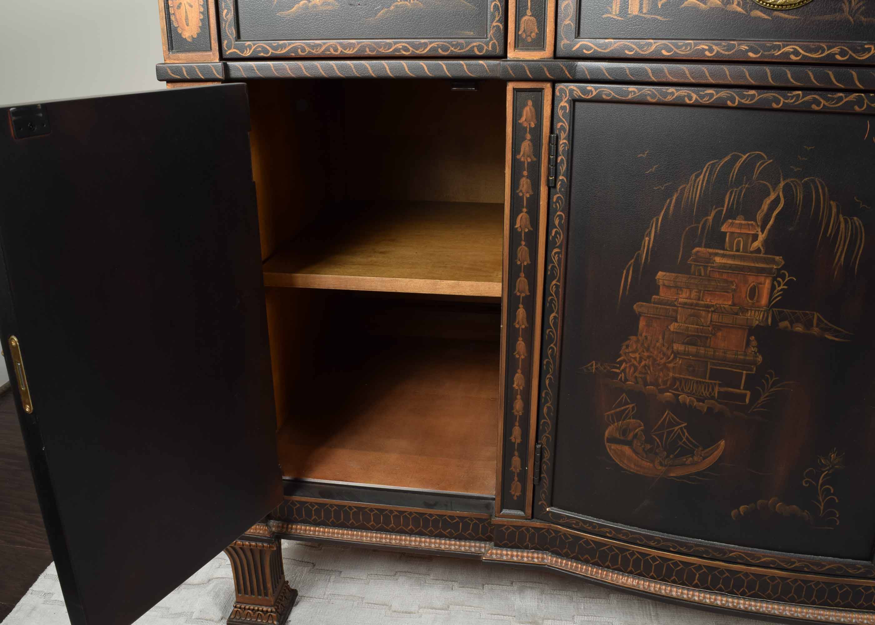 EJ Victor Marble-Topped Chinoiserie Buffet