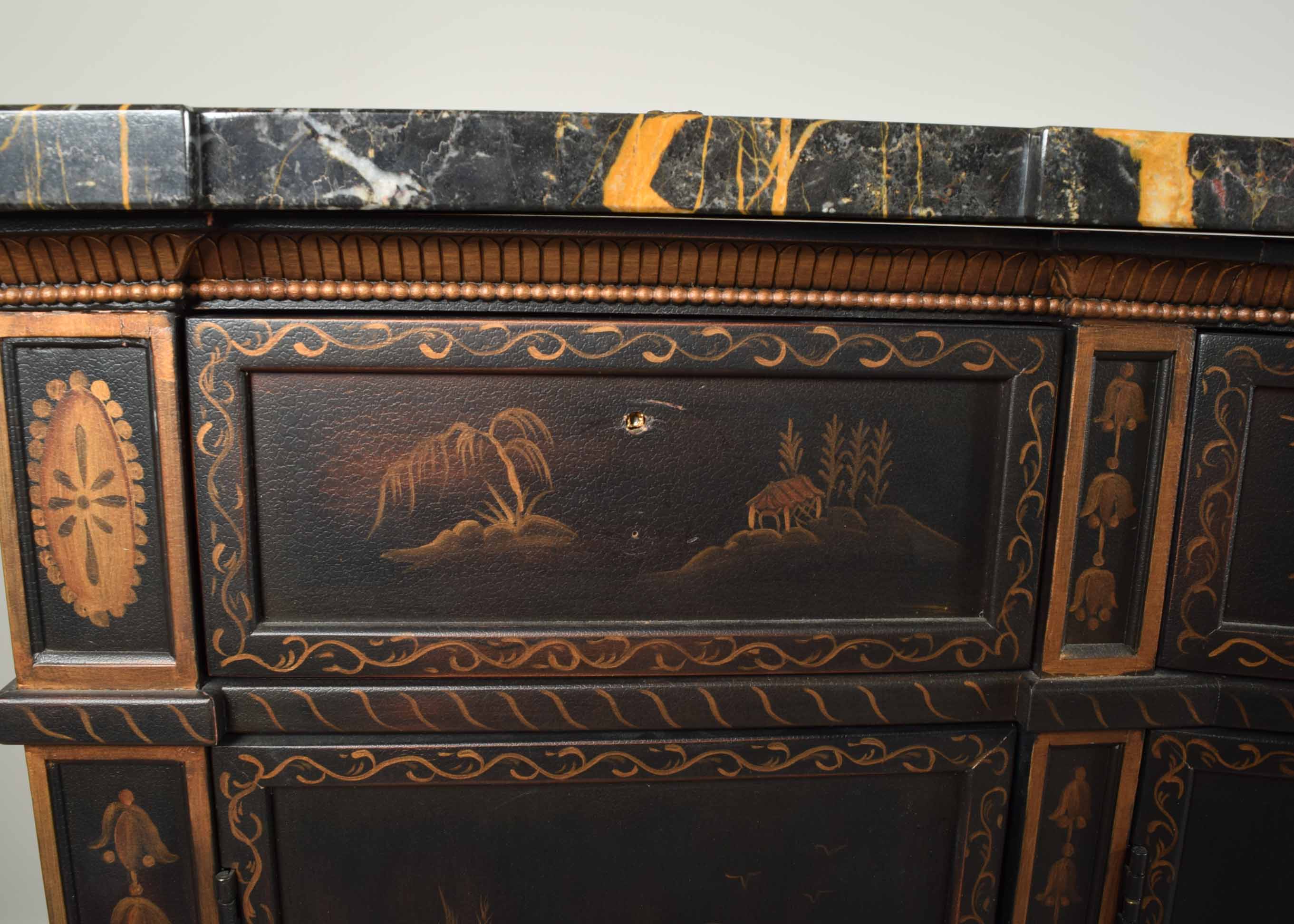 EJ Victor Marble-Topped Chinoiserie Buffet