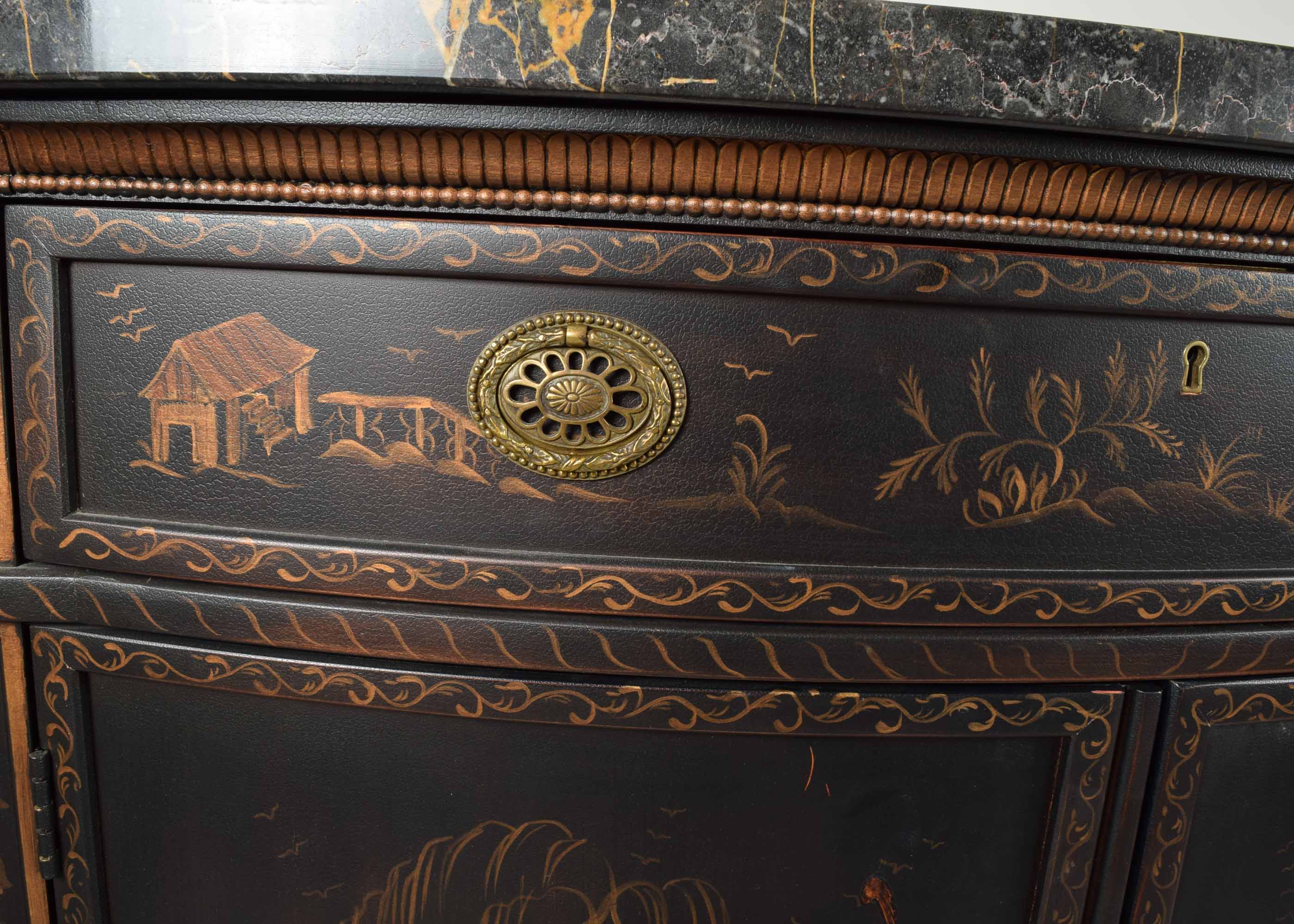 EJ Victor Marble-Topped Chinoiserie Buffet