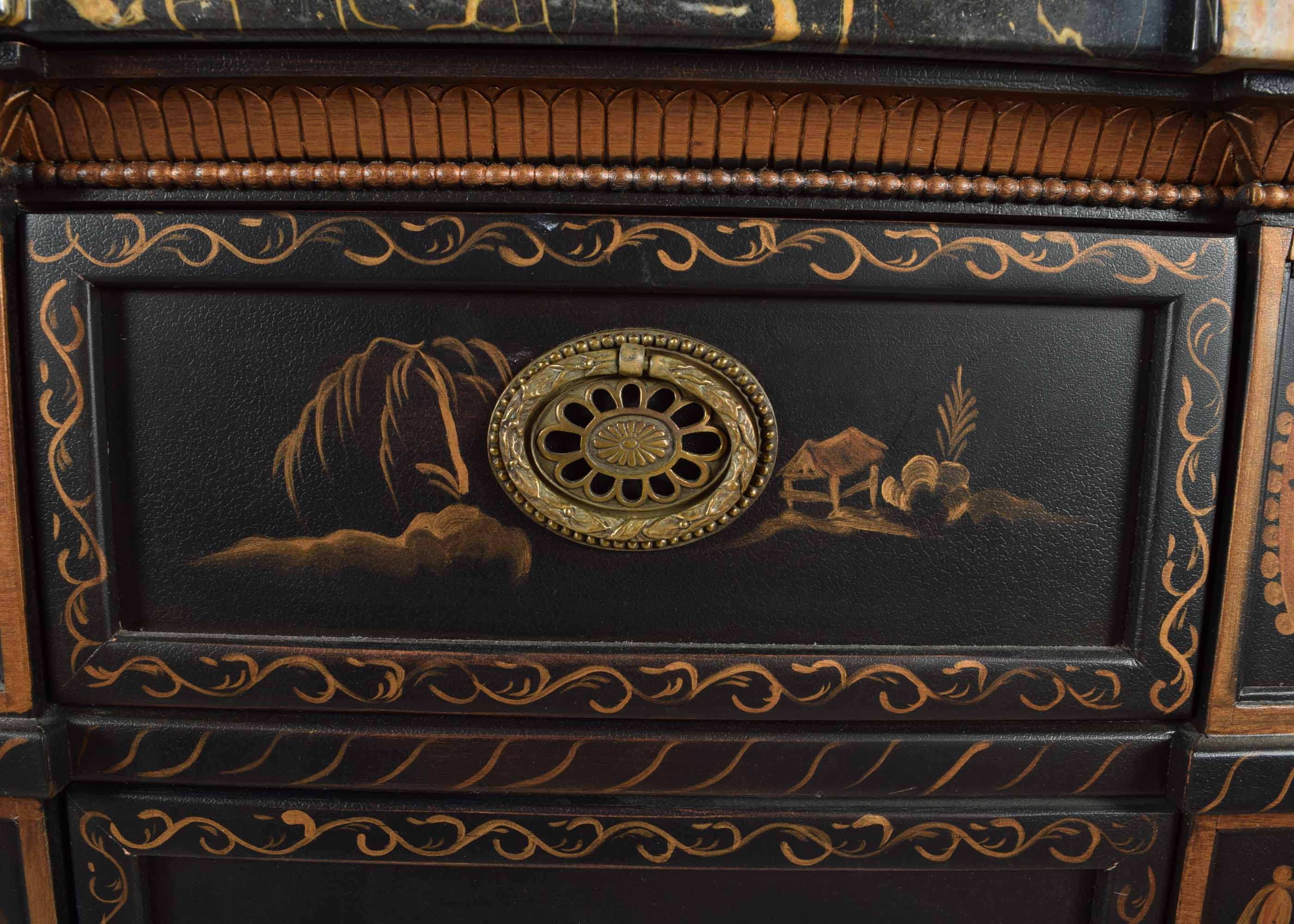 EJ Victor Marble-Topped Chinoiserie Buffet