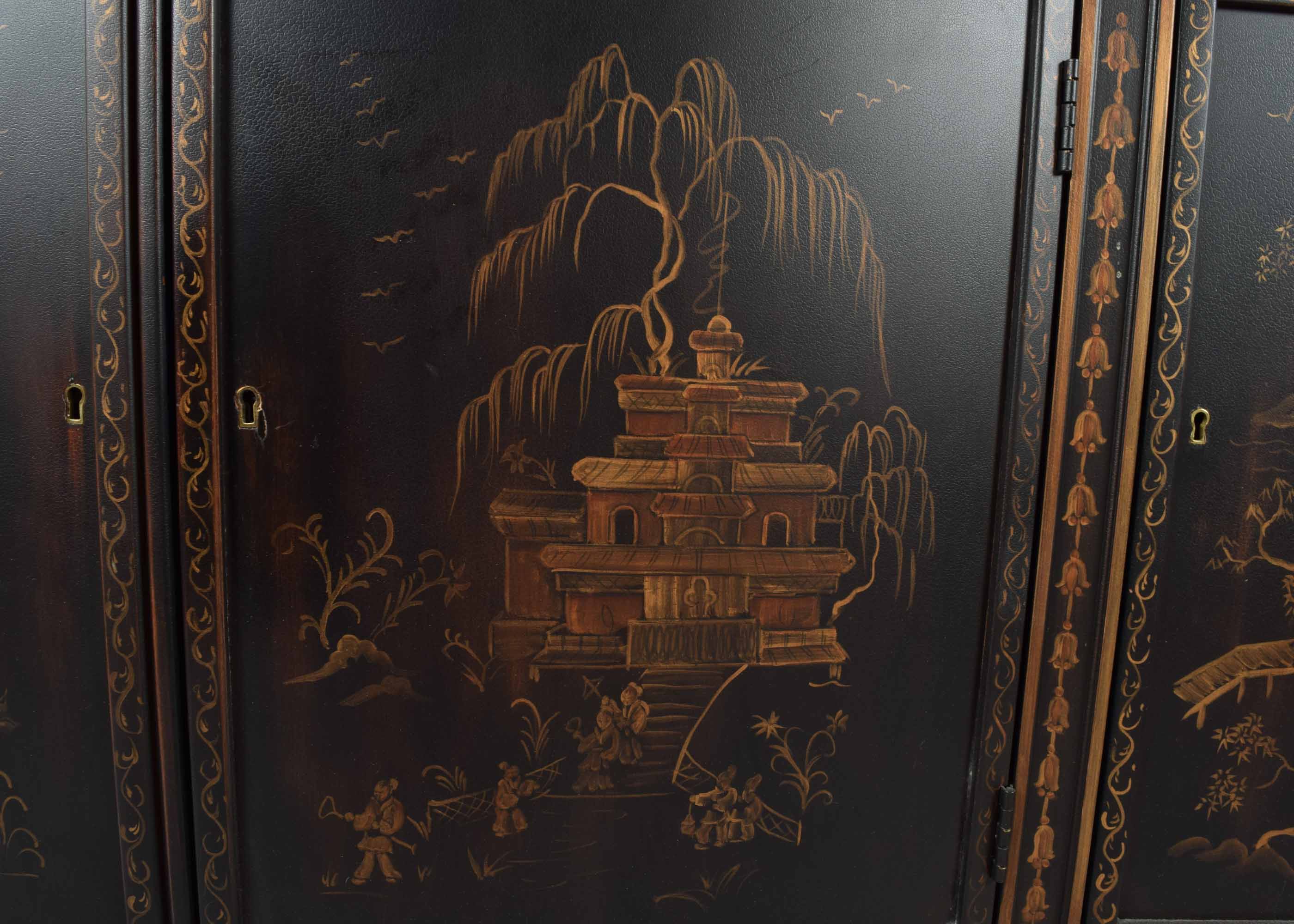 EJ Victor Marble-Topped Chinoiserie Buffet