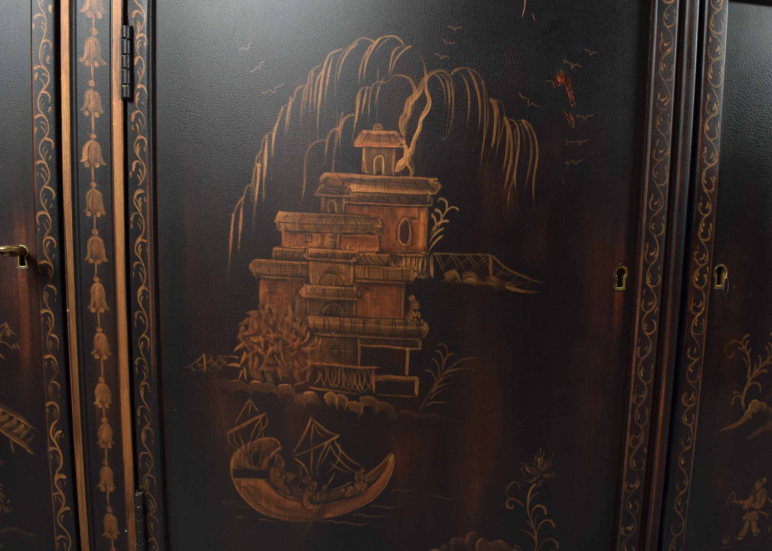 EJ Victor Marble-Topped Chinoiserie Buffet