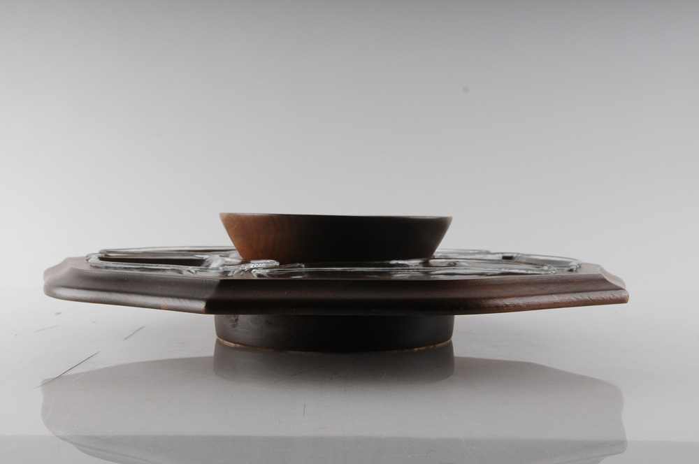 Walnut Swivel Serving Dish