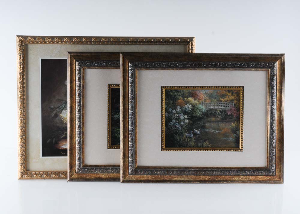 Trio of Framed Floral Prints