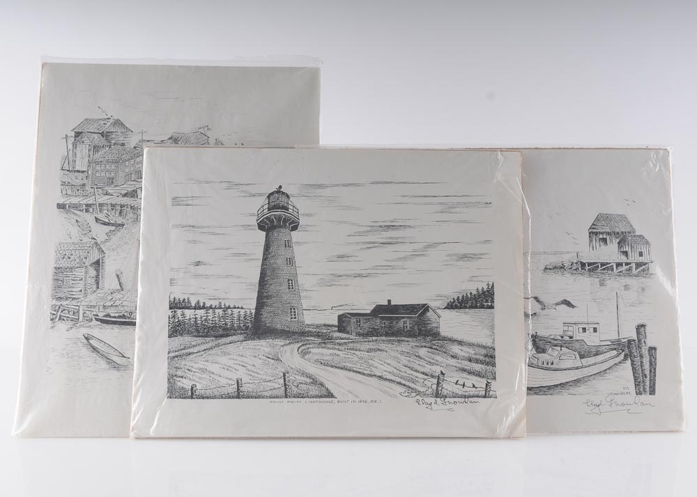 Trio of Ink Prints by Lloyd G. Nowlan