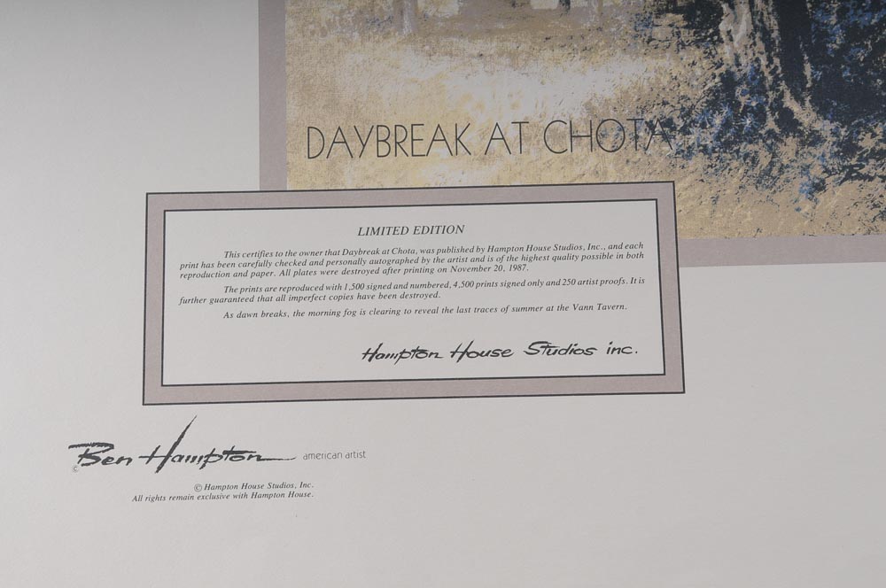 Signed Ben Hampton Limited Edition Print "Daybreak at Chota"
