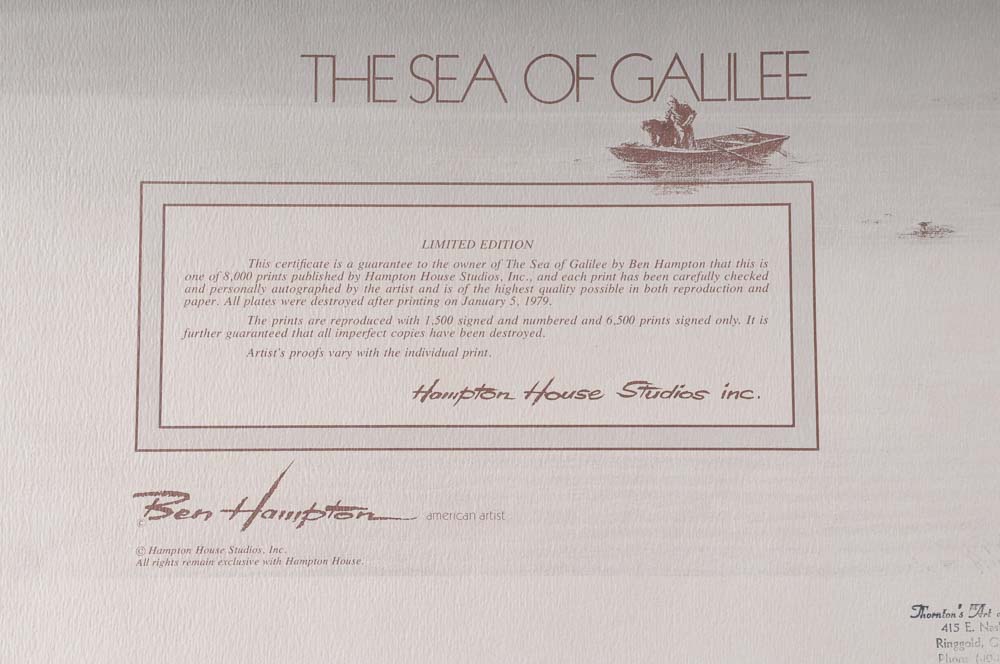 Signed Ben Hampton Limited Edition Print "The Sea of Galilee"