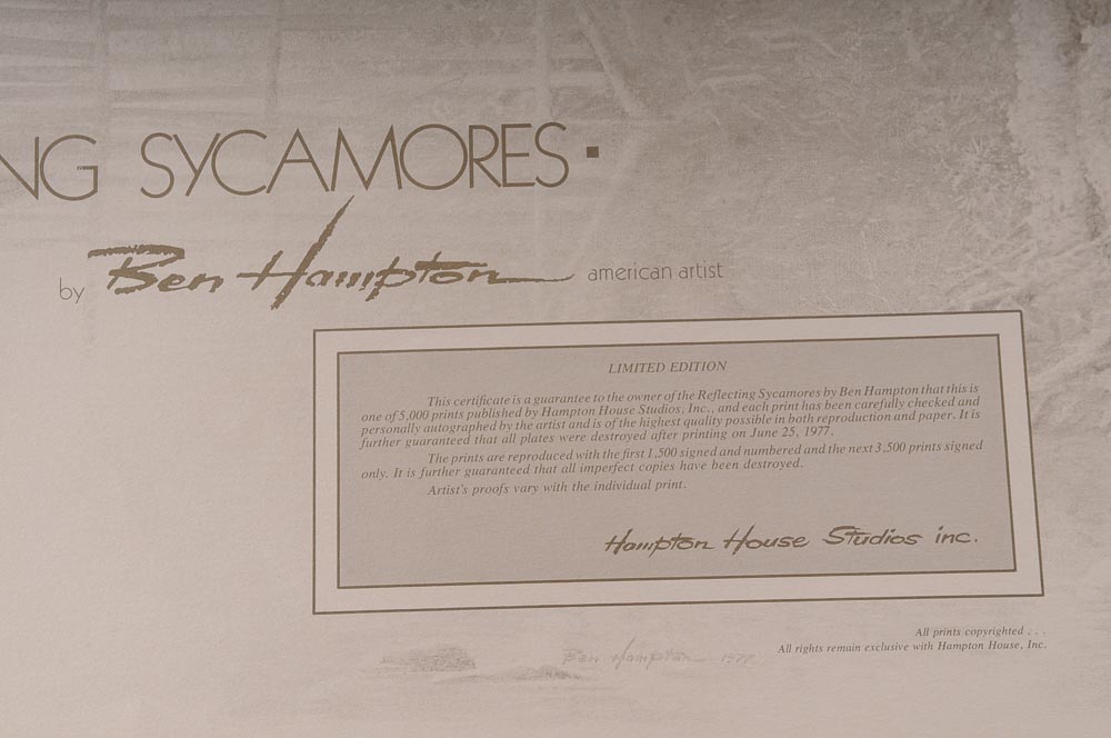 Signed Ben Hampton Limited Edition Print "Reflecting Sycamores"
