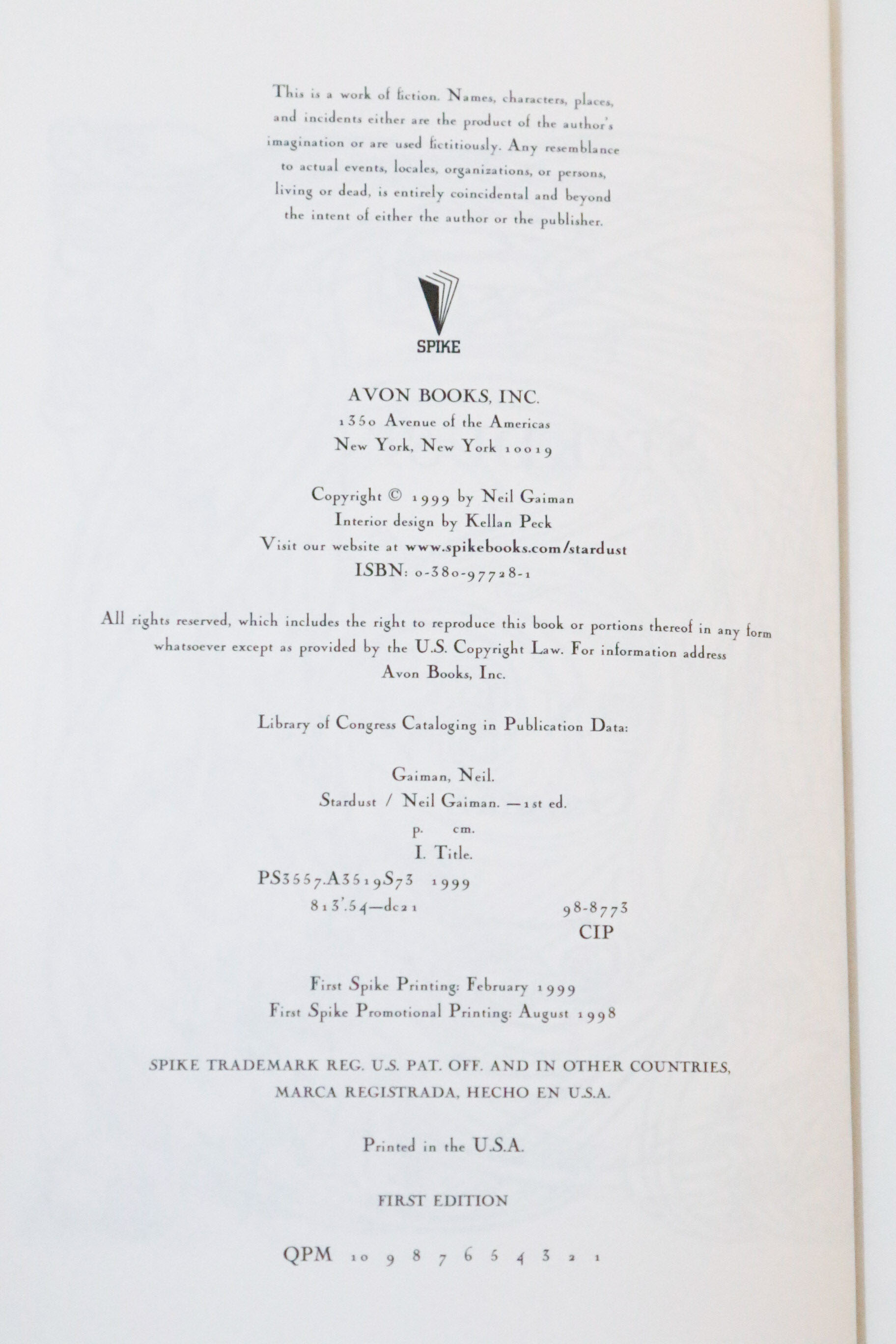 Signed First Edition of "Stardust" by Neil Gaiman