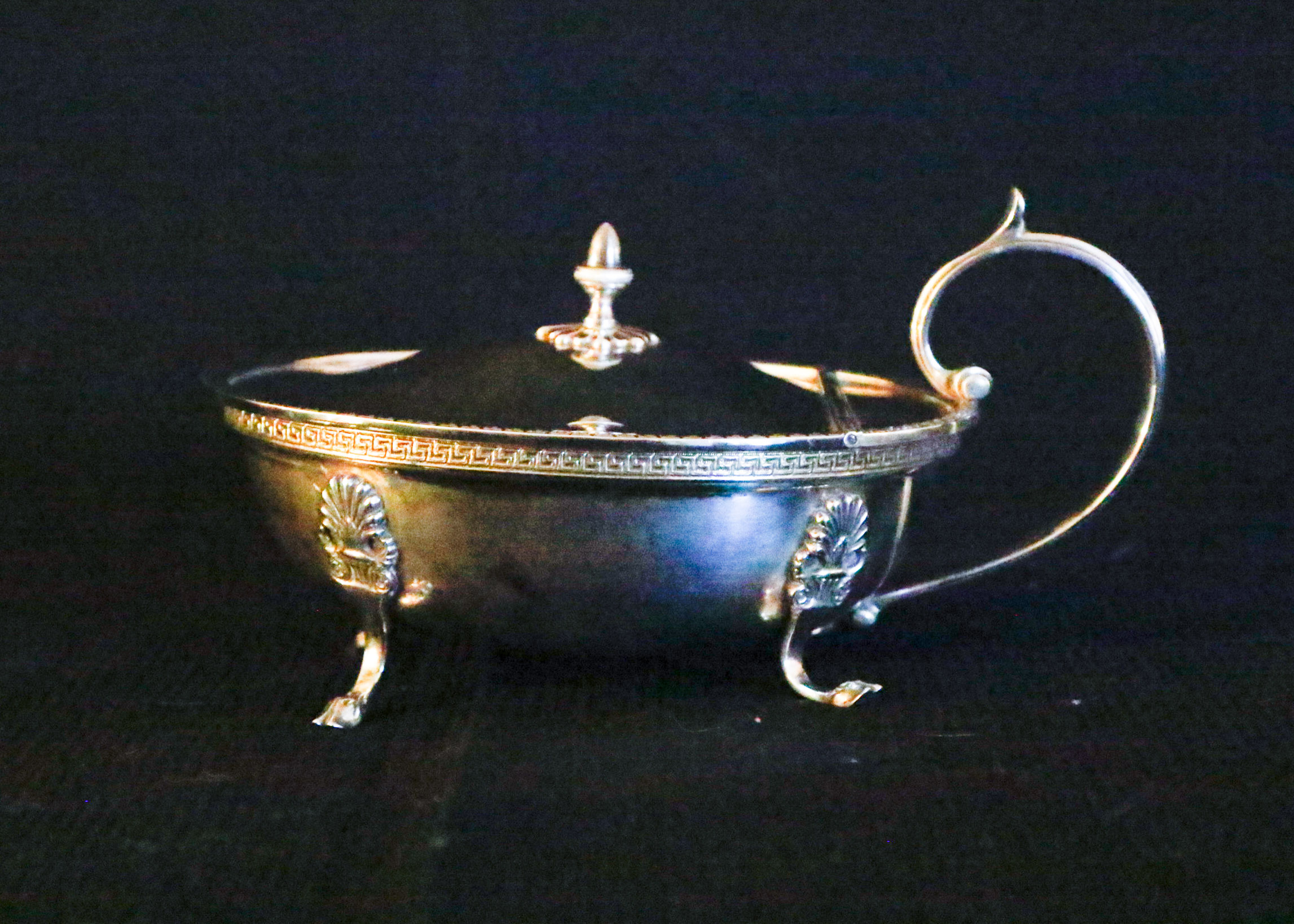 800 Silver Footed Sugar with Hinged Lid