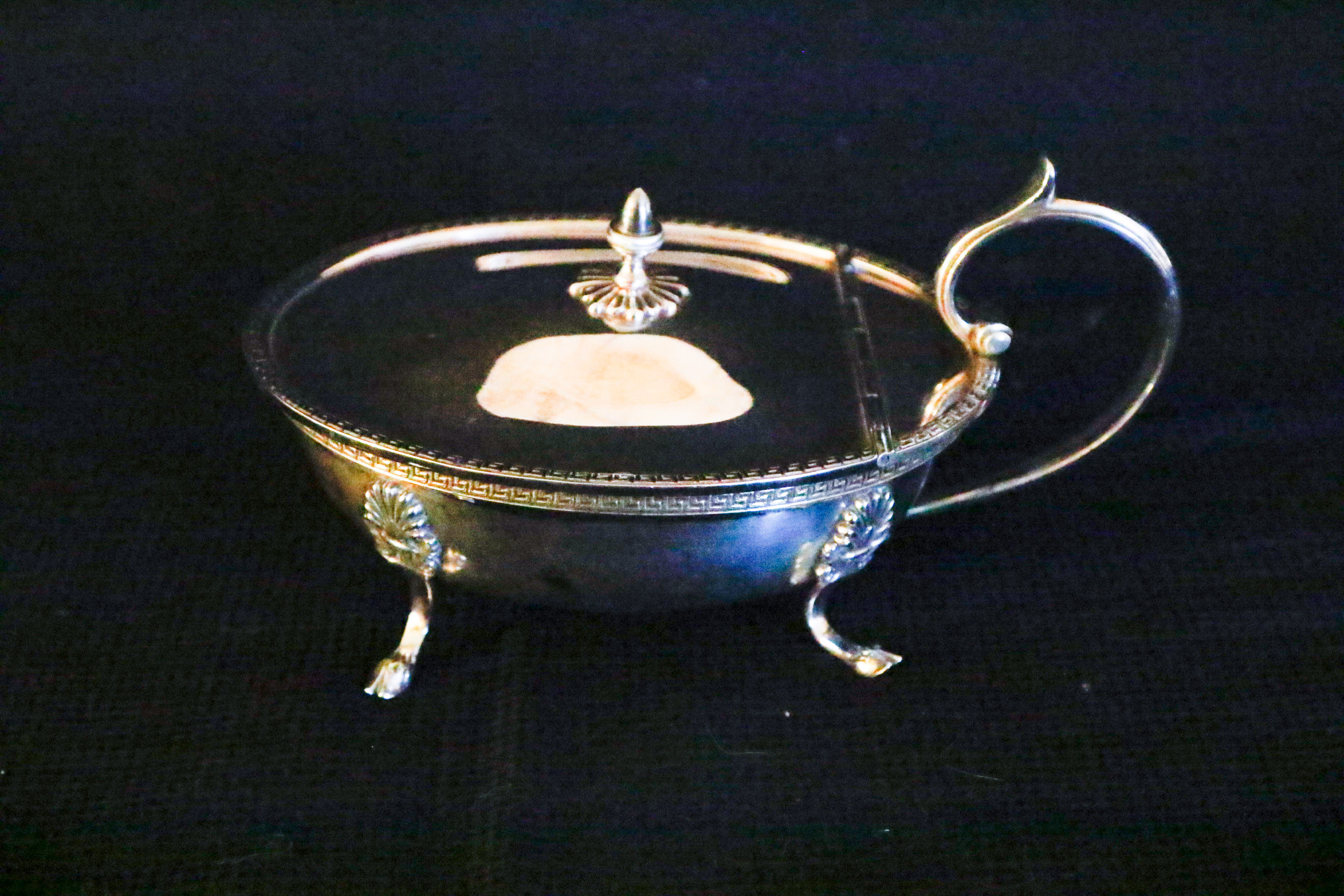 800 Silver Footed Sugar with Hinged Lid