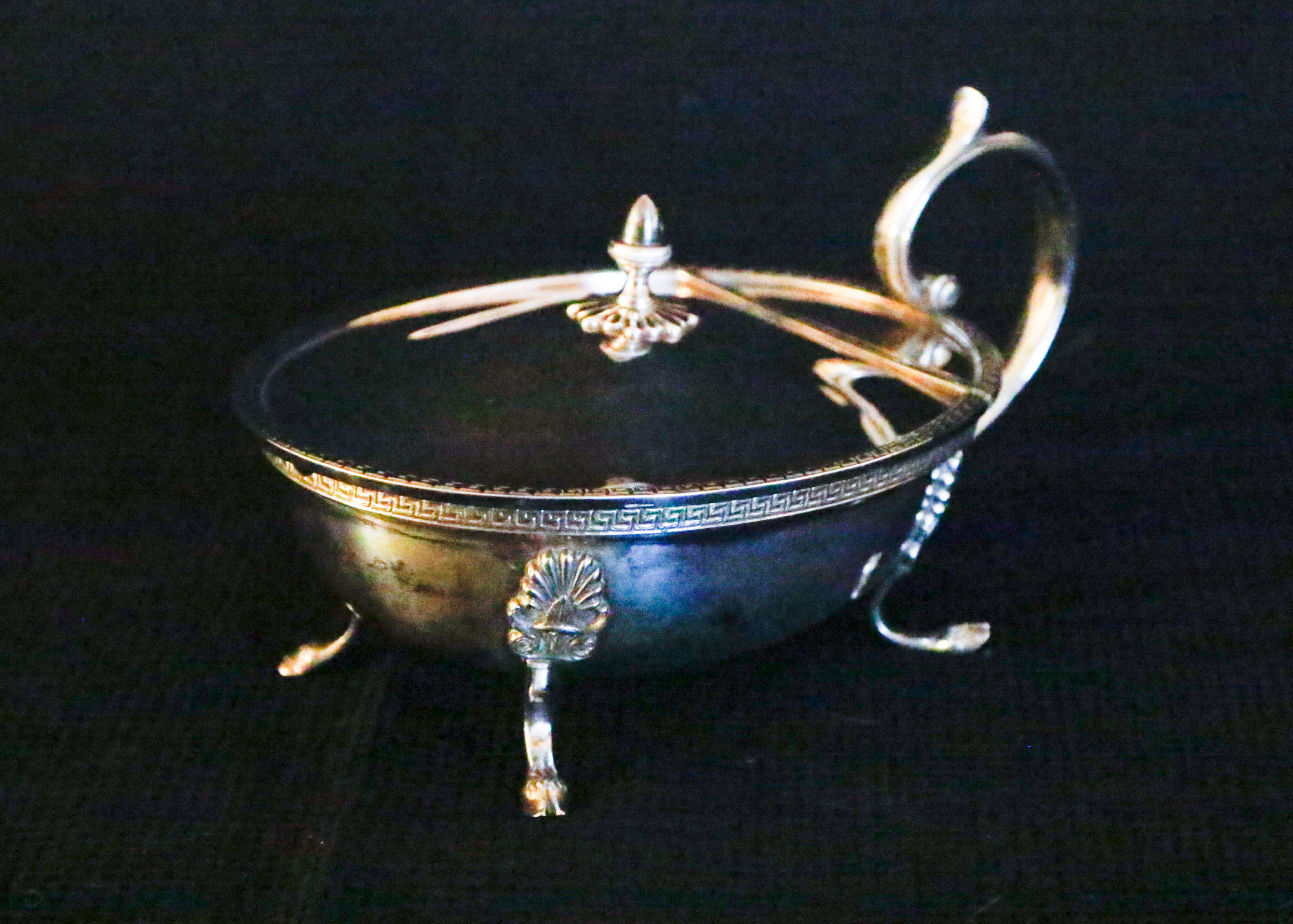 800 Silver Footed Sugar with Hinged Lid