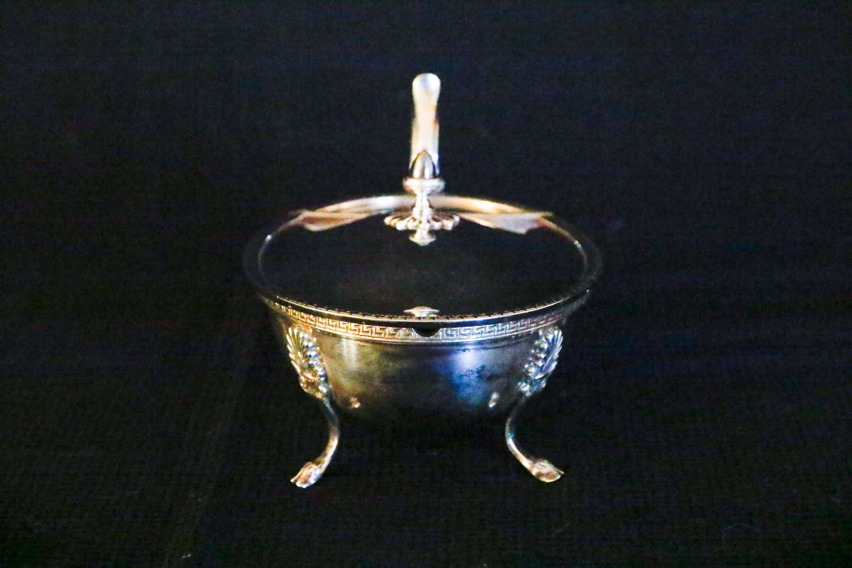 800 Silver Footed Sugar with Hinged Lid