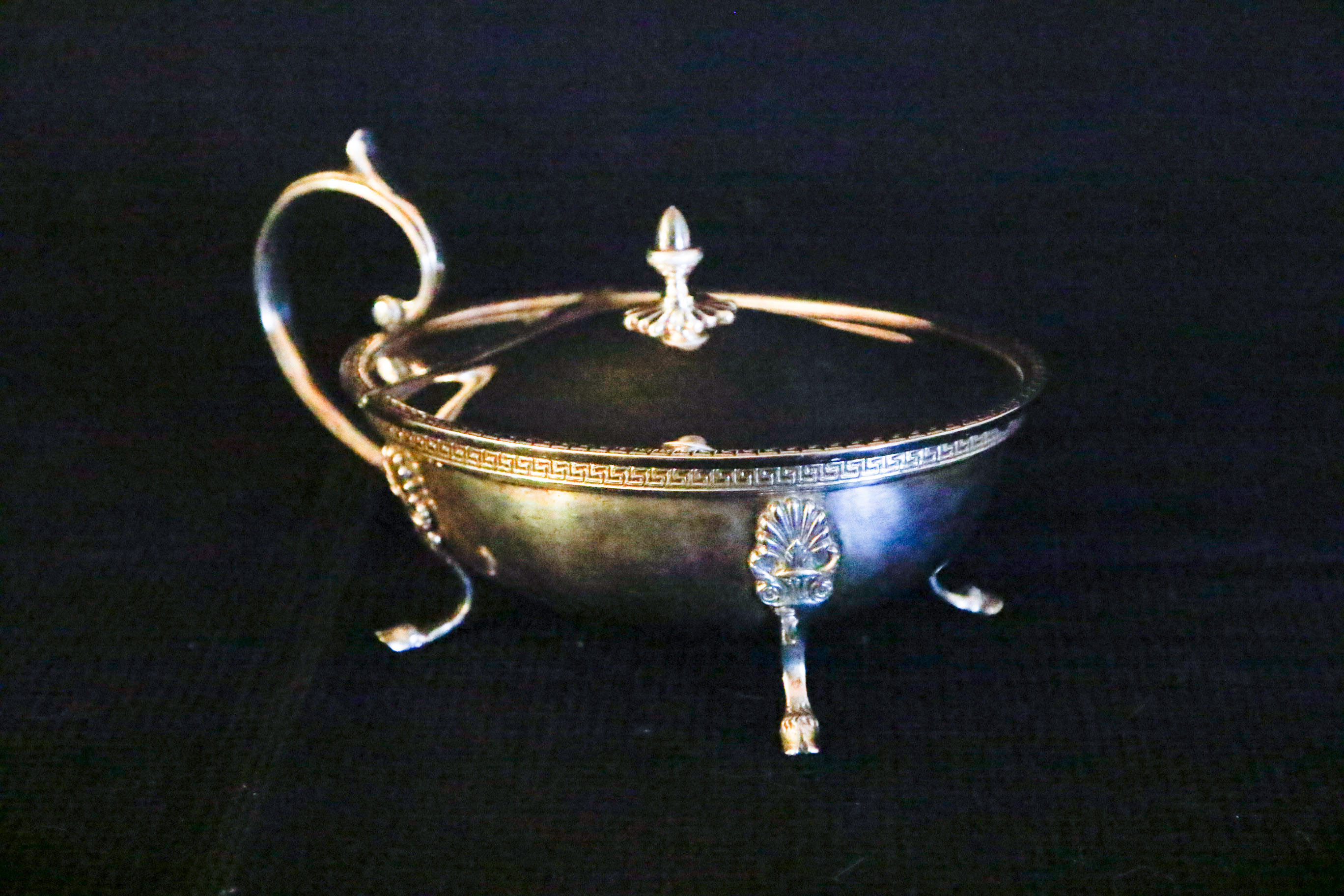 800 Silver Footed Sugar with Hinged Lid