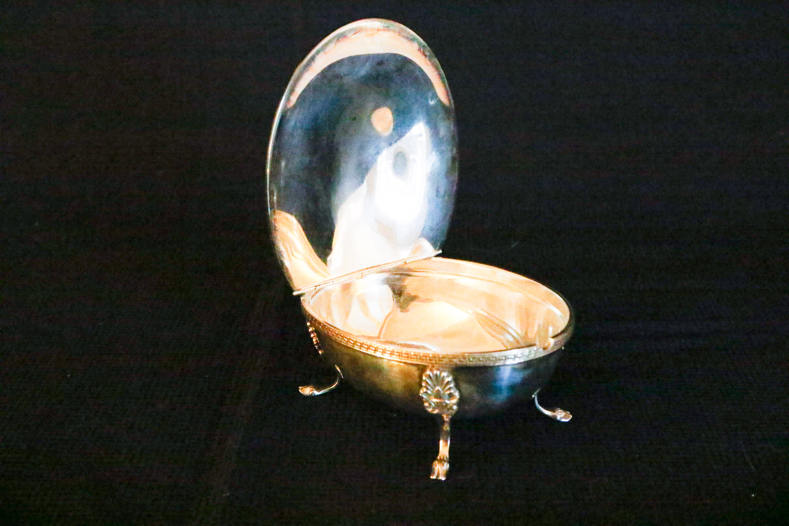 800 Silver Footed Sugar with Hinged Lid