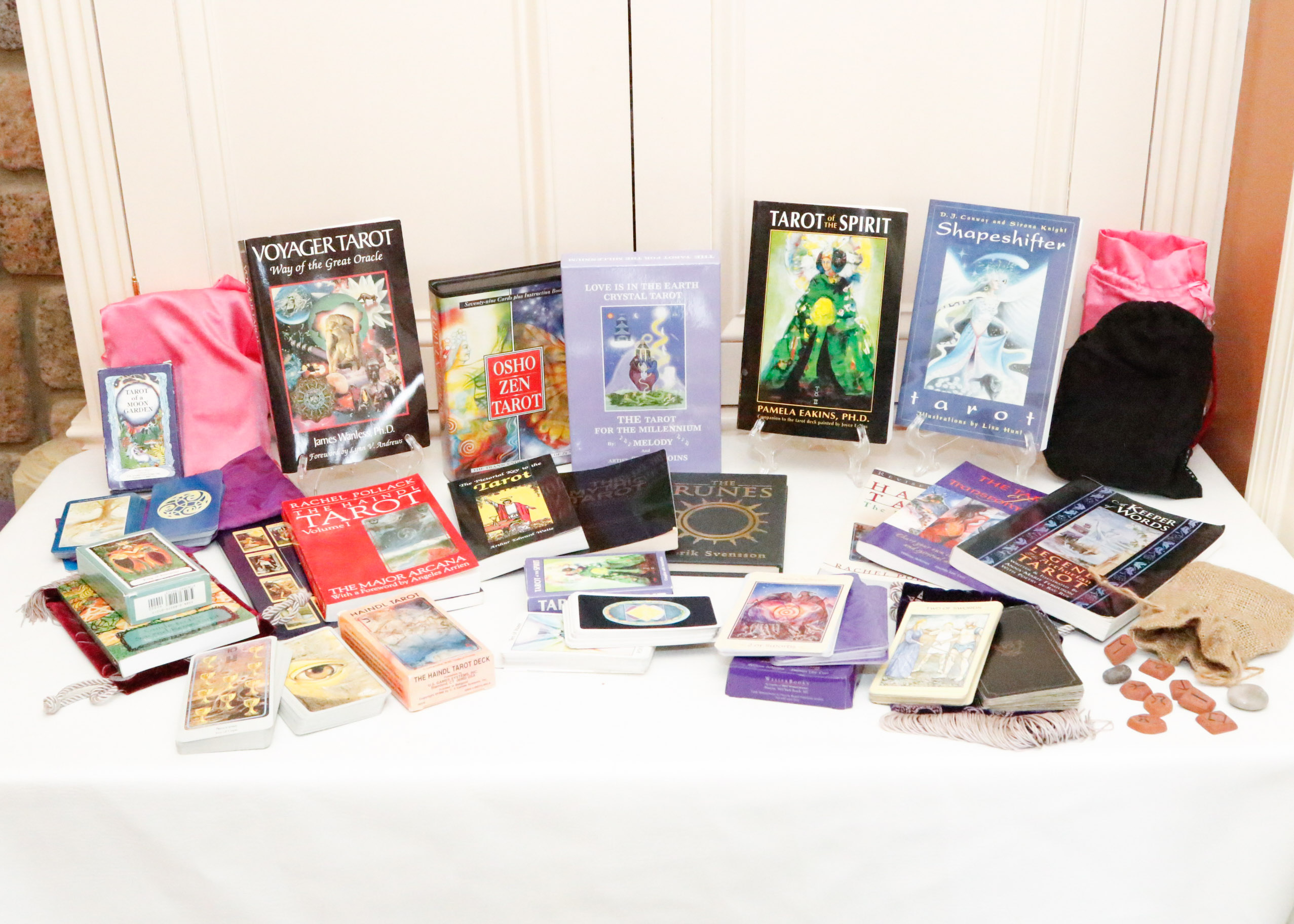 Impressive Collection of Tarot Cards, Books, Specimens & Crystals