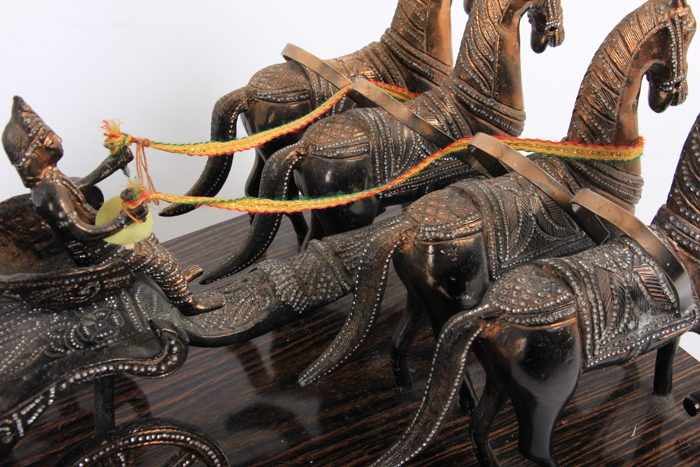 Bronze Southeast Asian Horse-Drawn Carriage Figurines