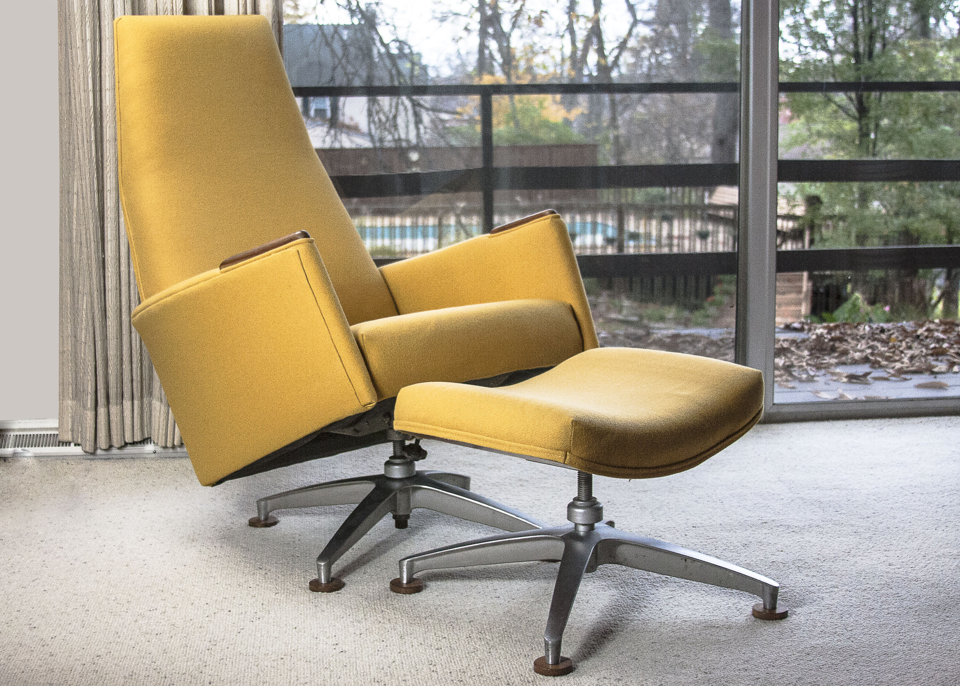 Mid Century Modern Armchair with Ottoman