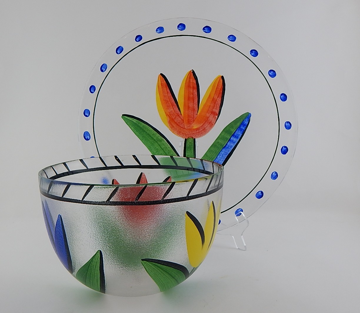 Kosta Boda Hydman Tulip Bowl and Platter