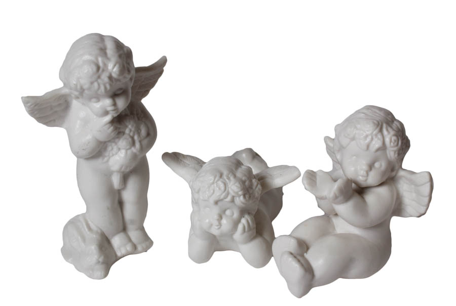 Green and White Angel Figurines