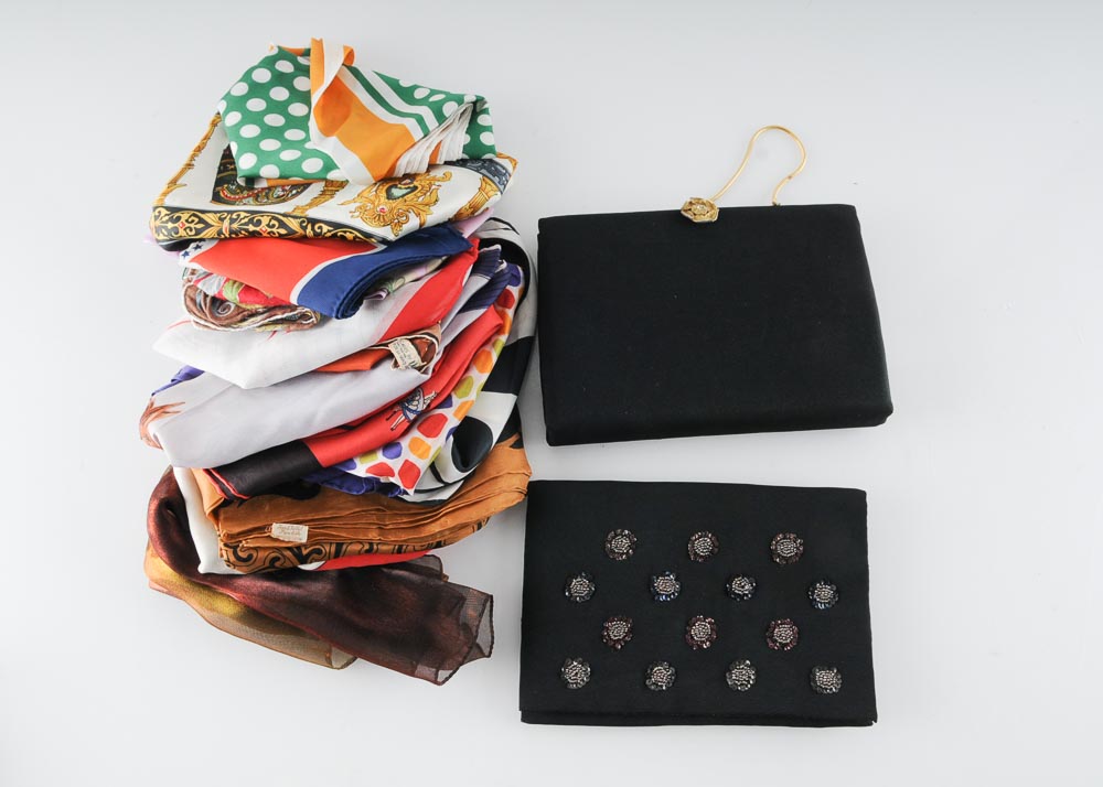 Pair of Purses and Collection of Fashion Scarves