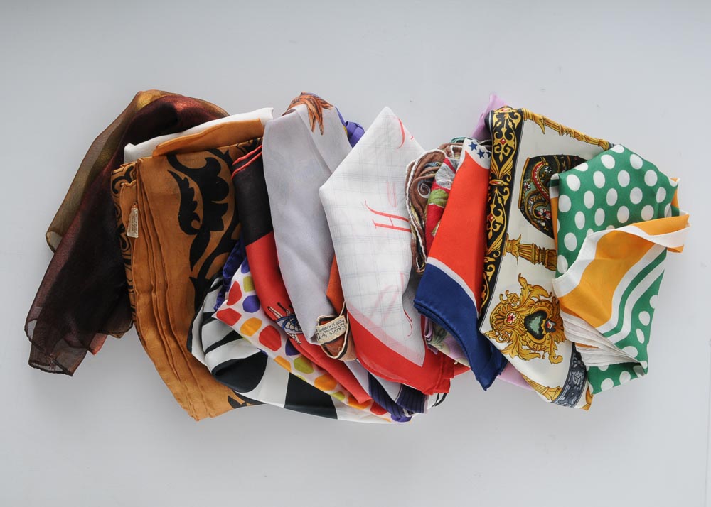 Pair of Purses and Collection of Fashion Scarves