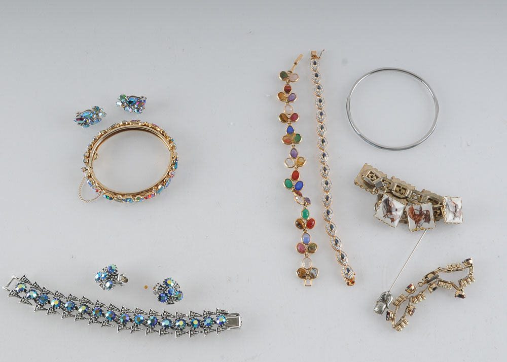 Jeweled Costume Bracelets and Earrings