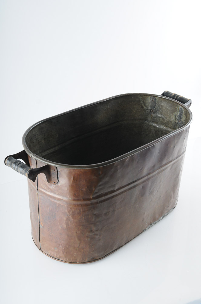 Vintage Copper Oval Firewood Tub