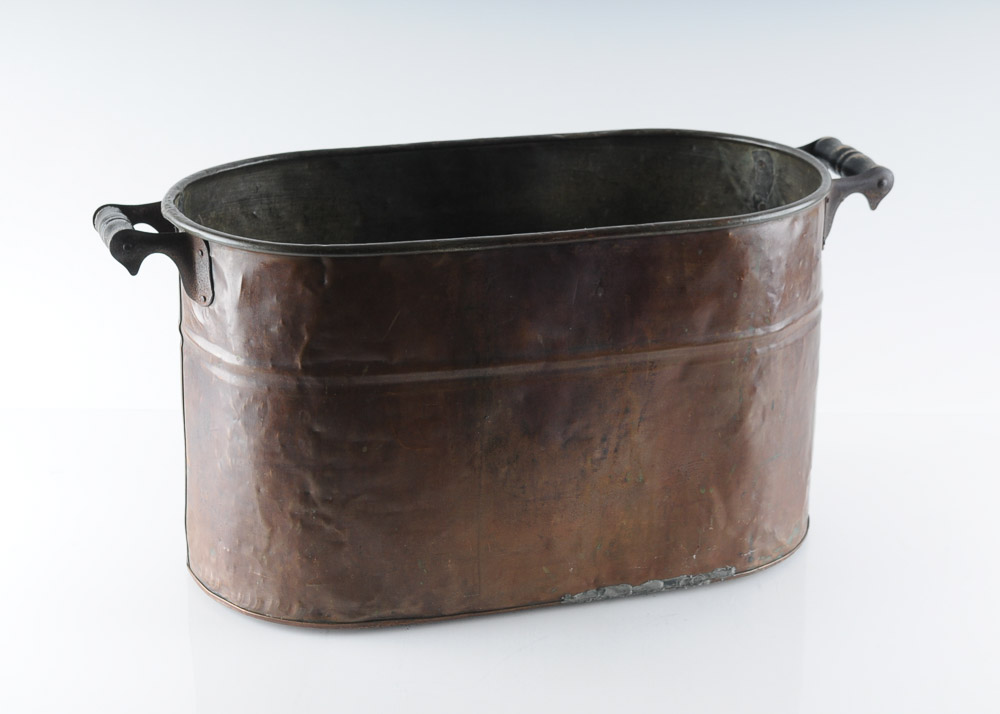 Vintage Copper Oval Firewood Tub