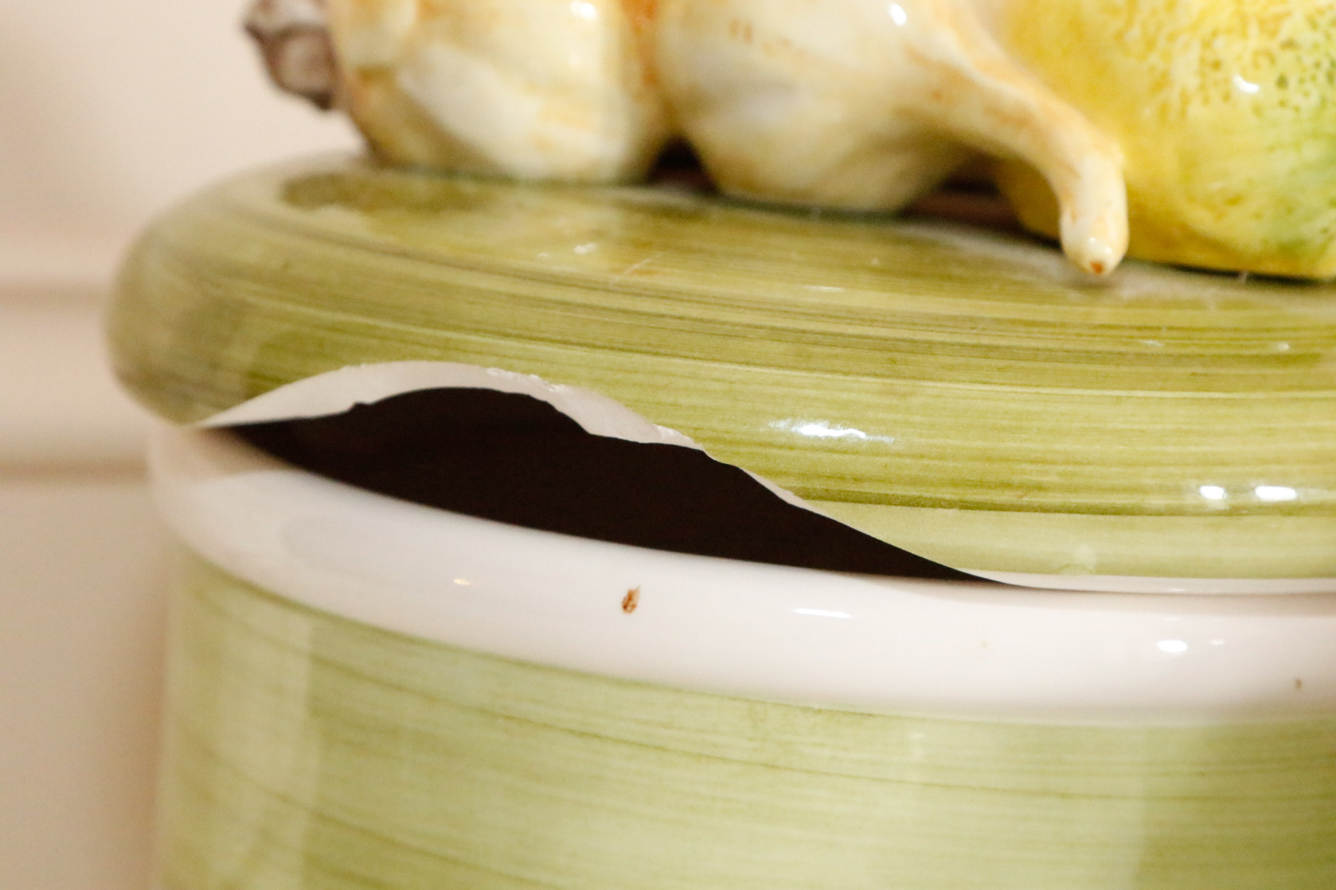 Hand Painted Canister Set with Majolica Vegetable Lids