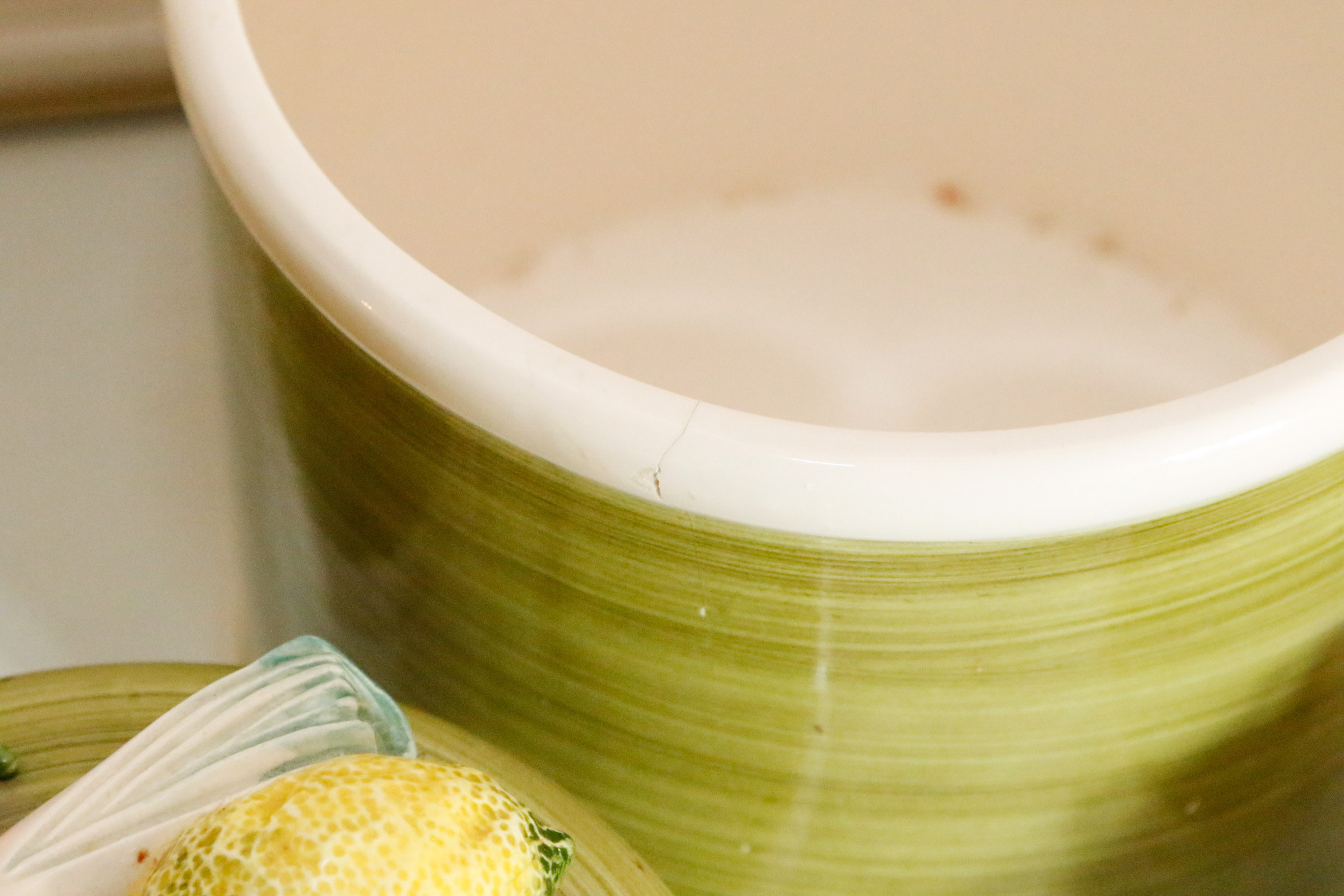 Hand Painted Canister Set with Majolica Vegetable Lids