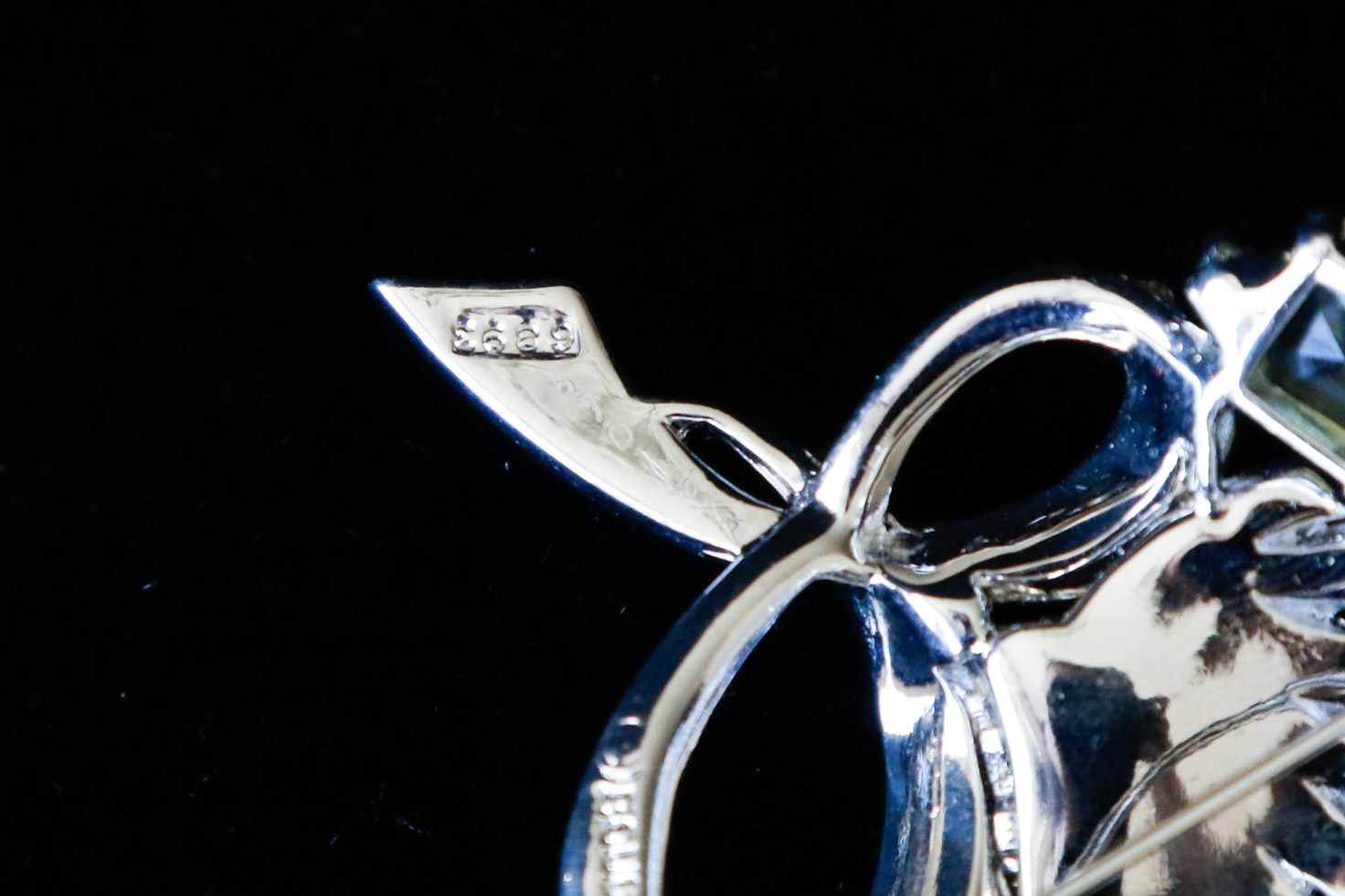 Signed Boucher Rhinestone Fan Brooch