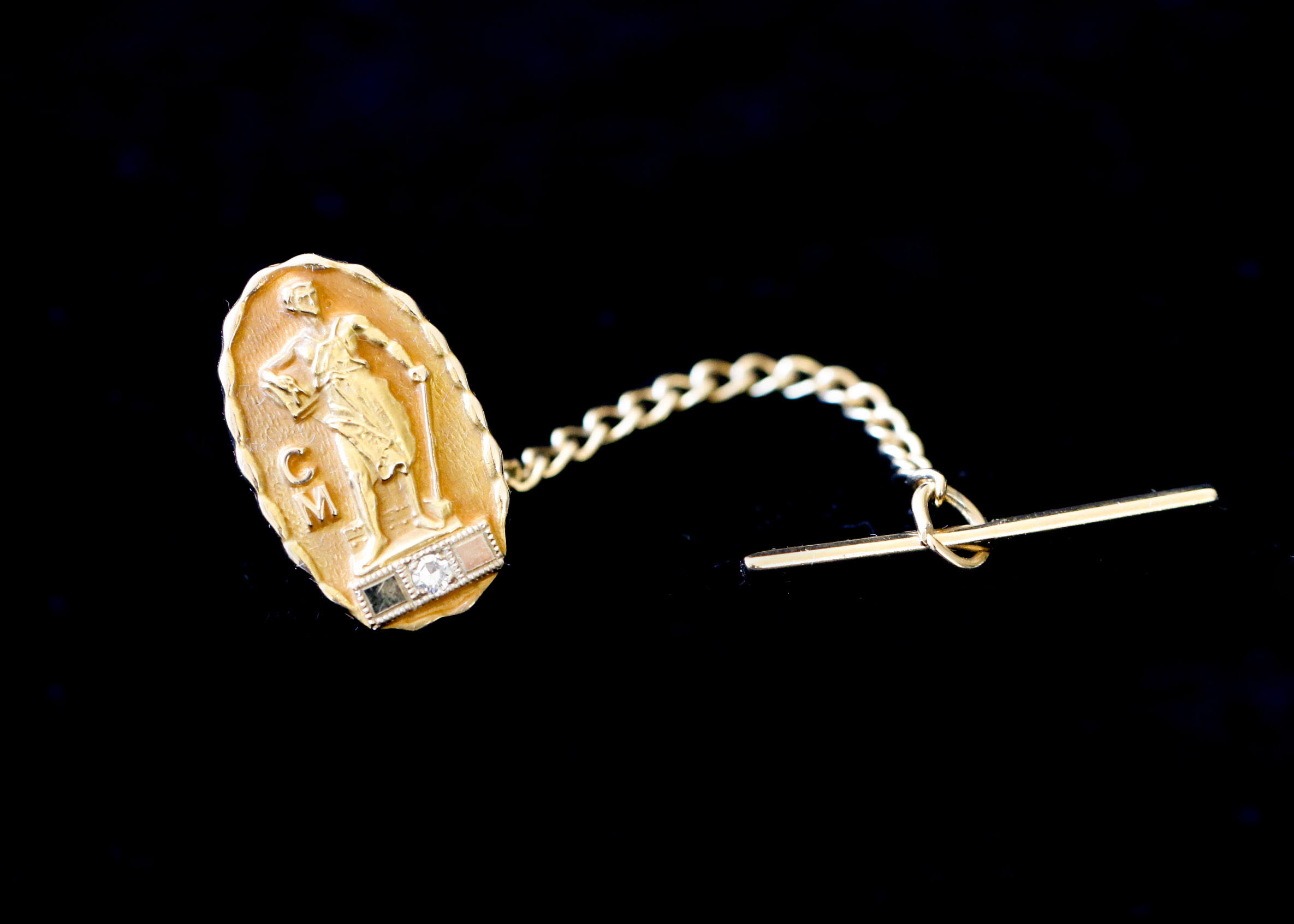 10K Yellow Gold and Diamond Pinback