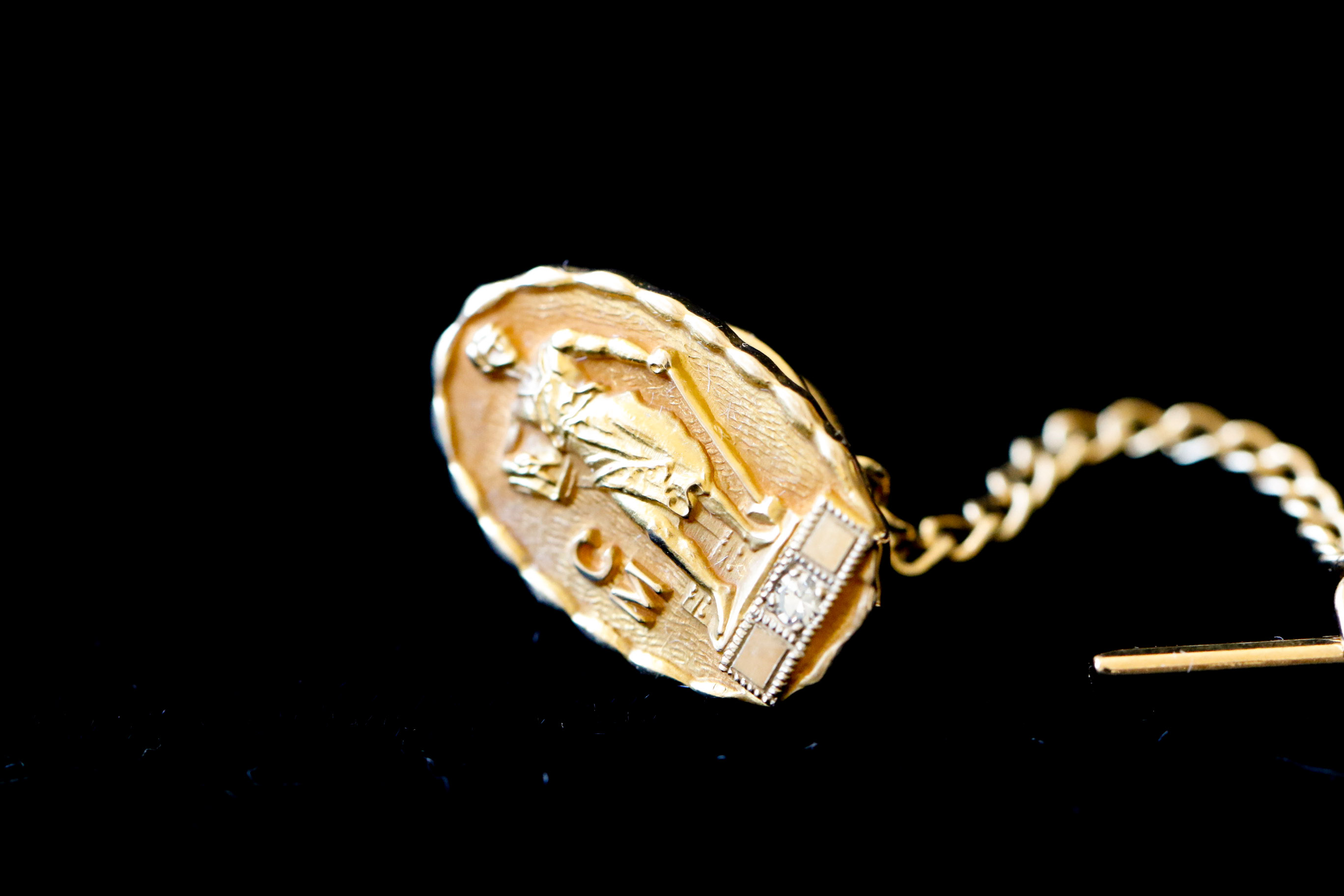 10K Yellow Gold and Diamond Pinback