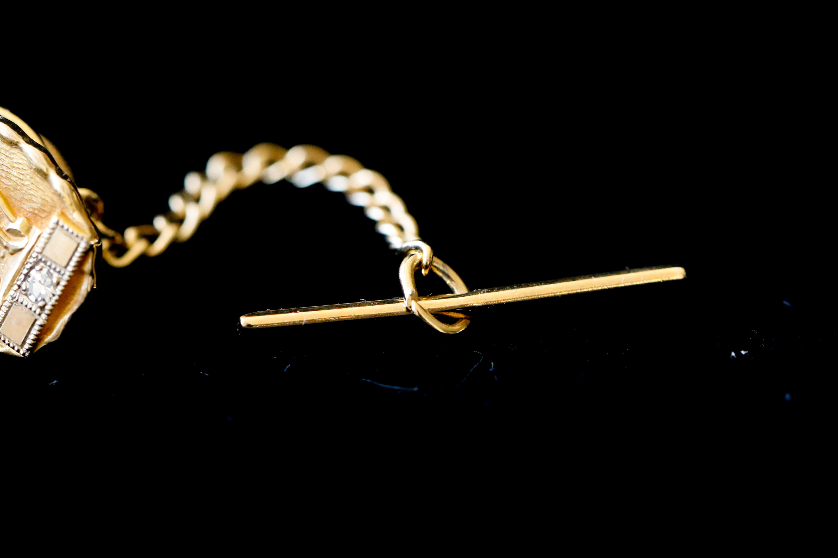 10K Yellow Gold and Diamond Pinback