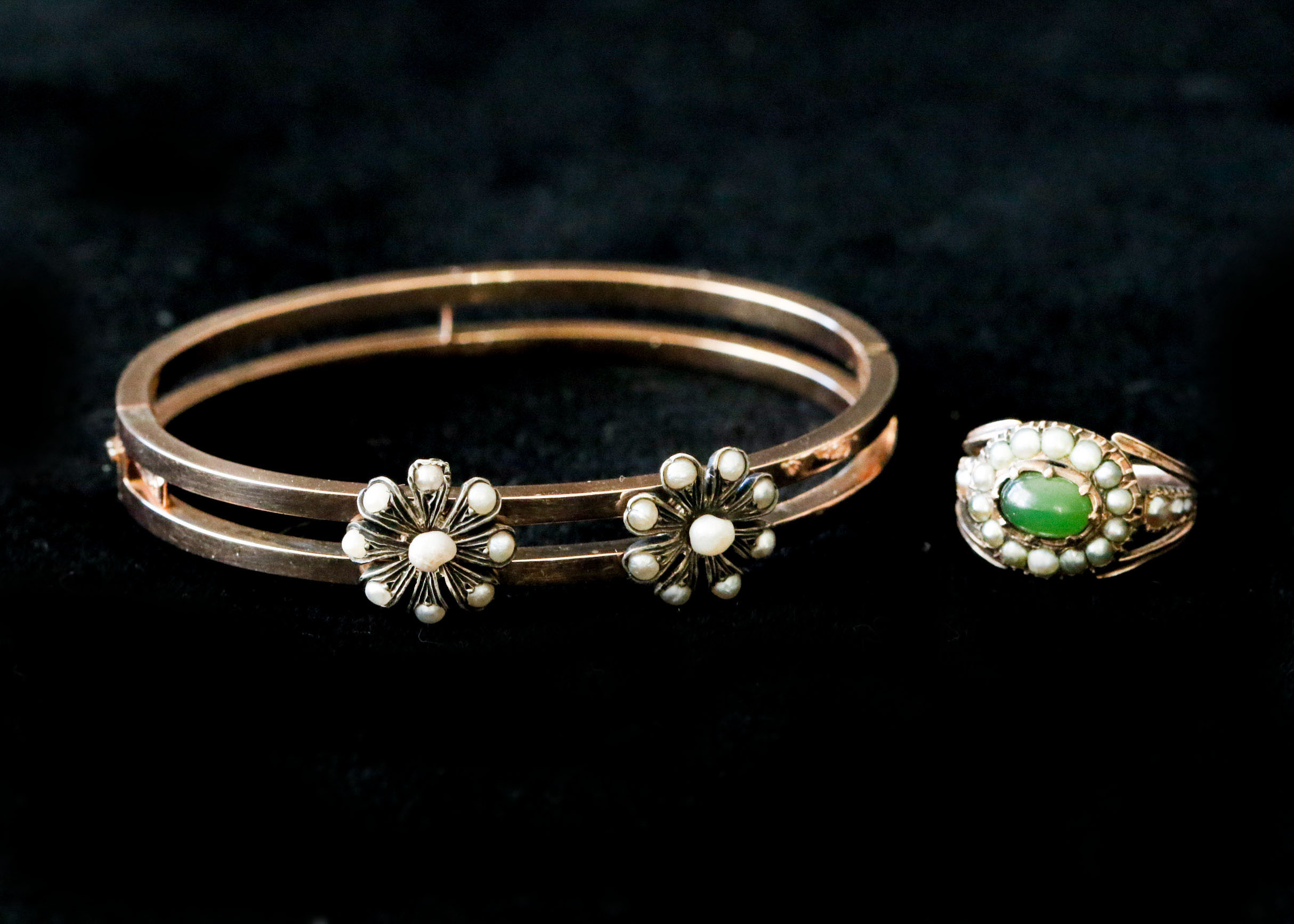 14K Rose Gold Bangle with 10K Rose Gold Ring