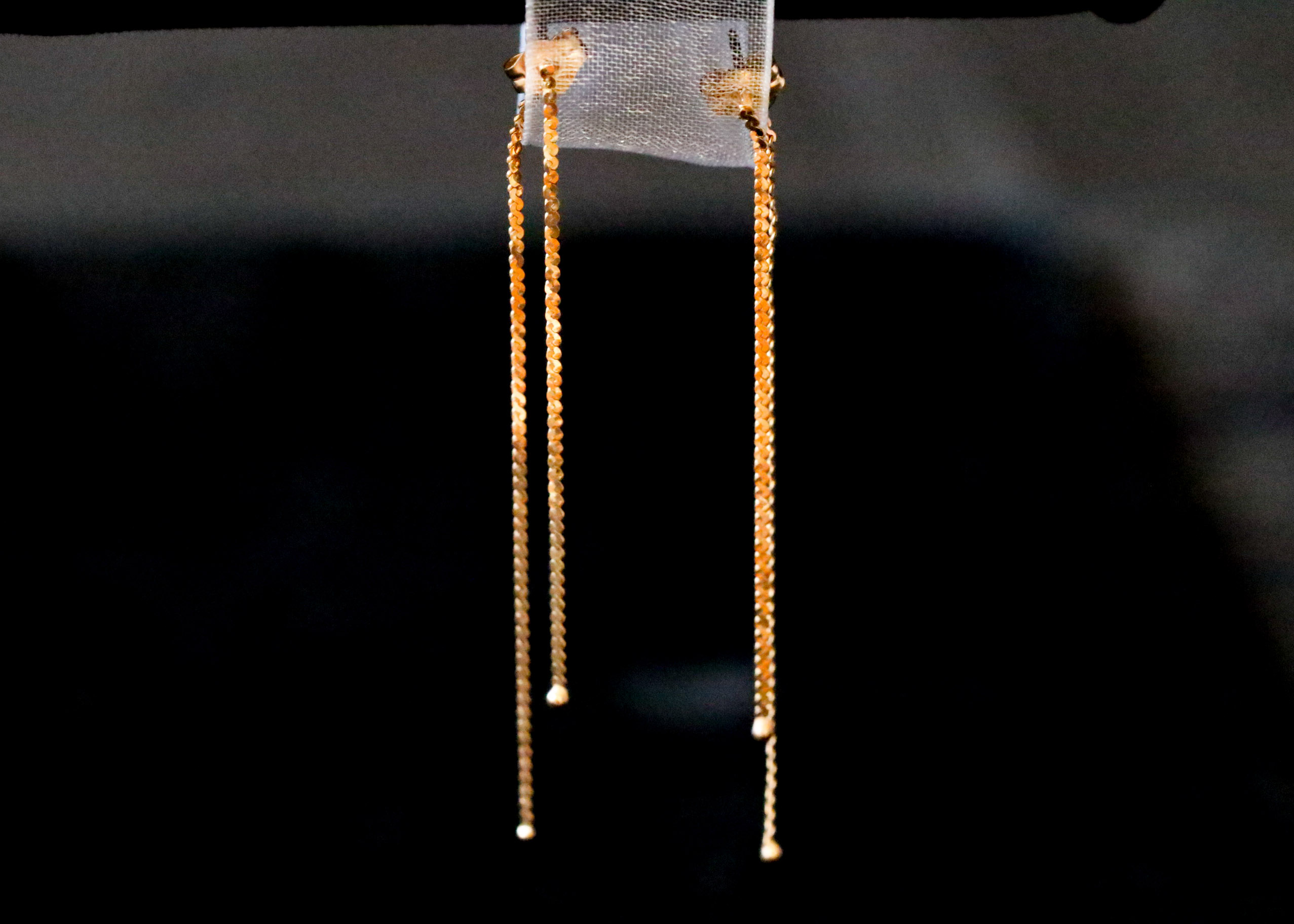 14K Yellow Gold Double Rope Dangle Earrings