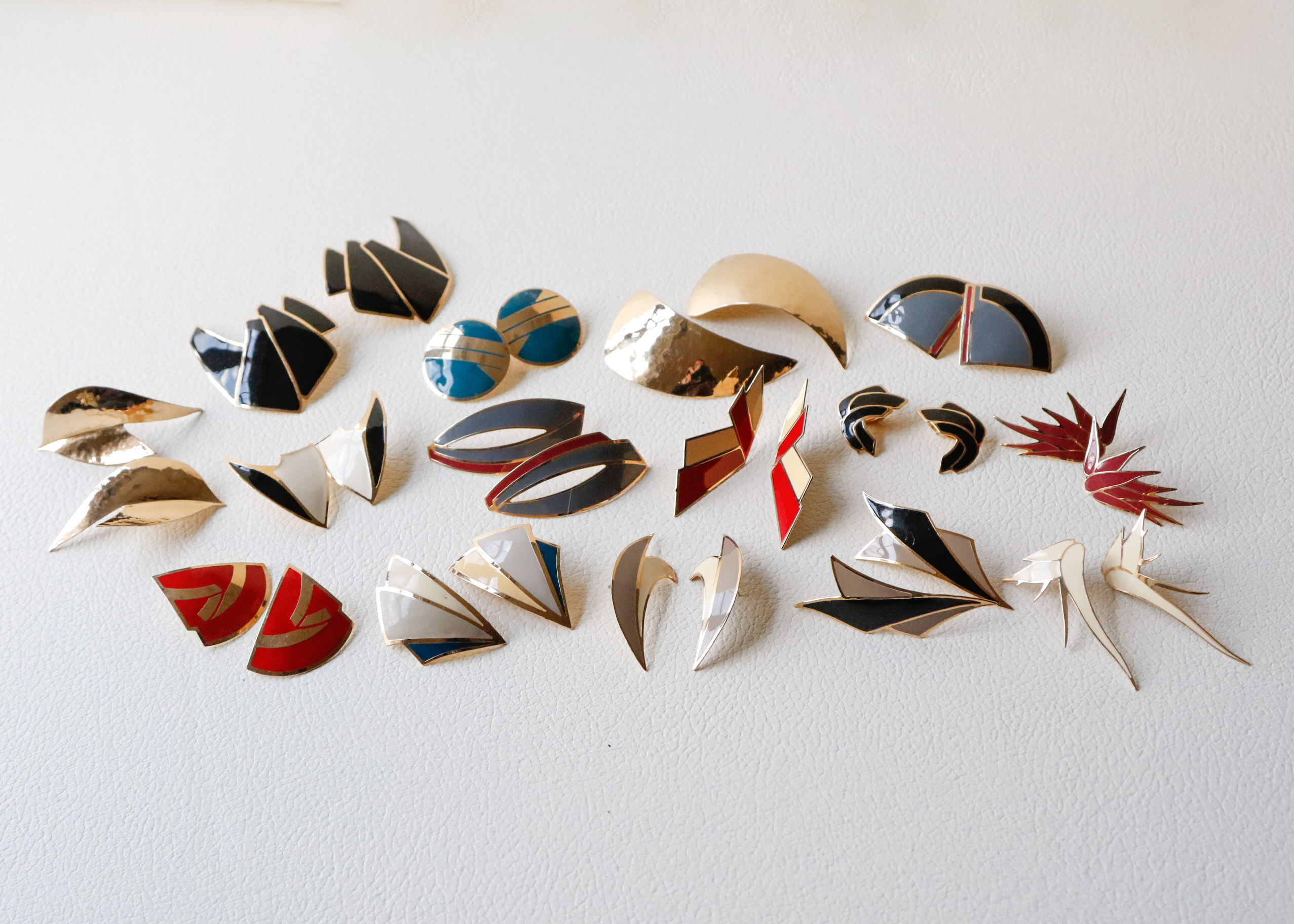 Collection of Vintage Goldtone Enamel Earrings