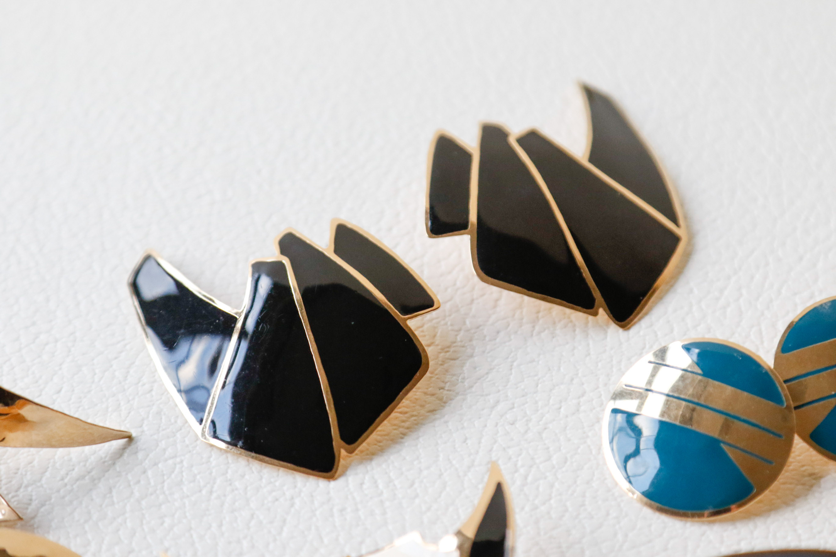 Collection of Vintage Goldtone Enamel Earrings