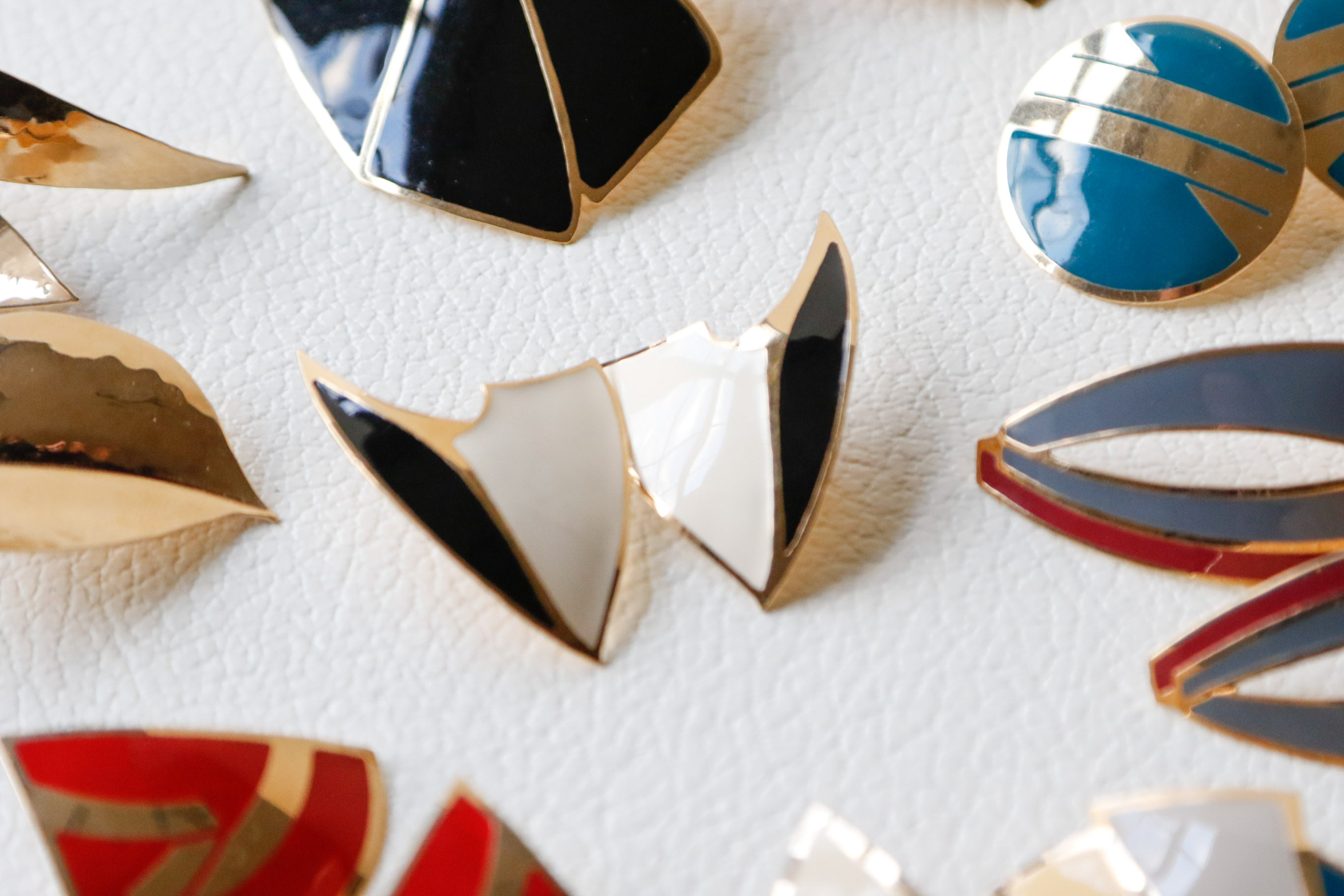 Collection of Vintage Goldtone Enamel Earrings