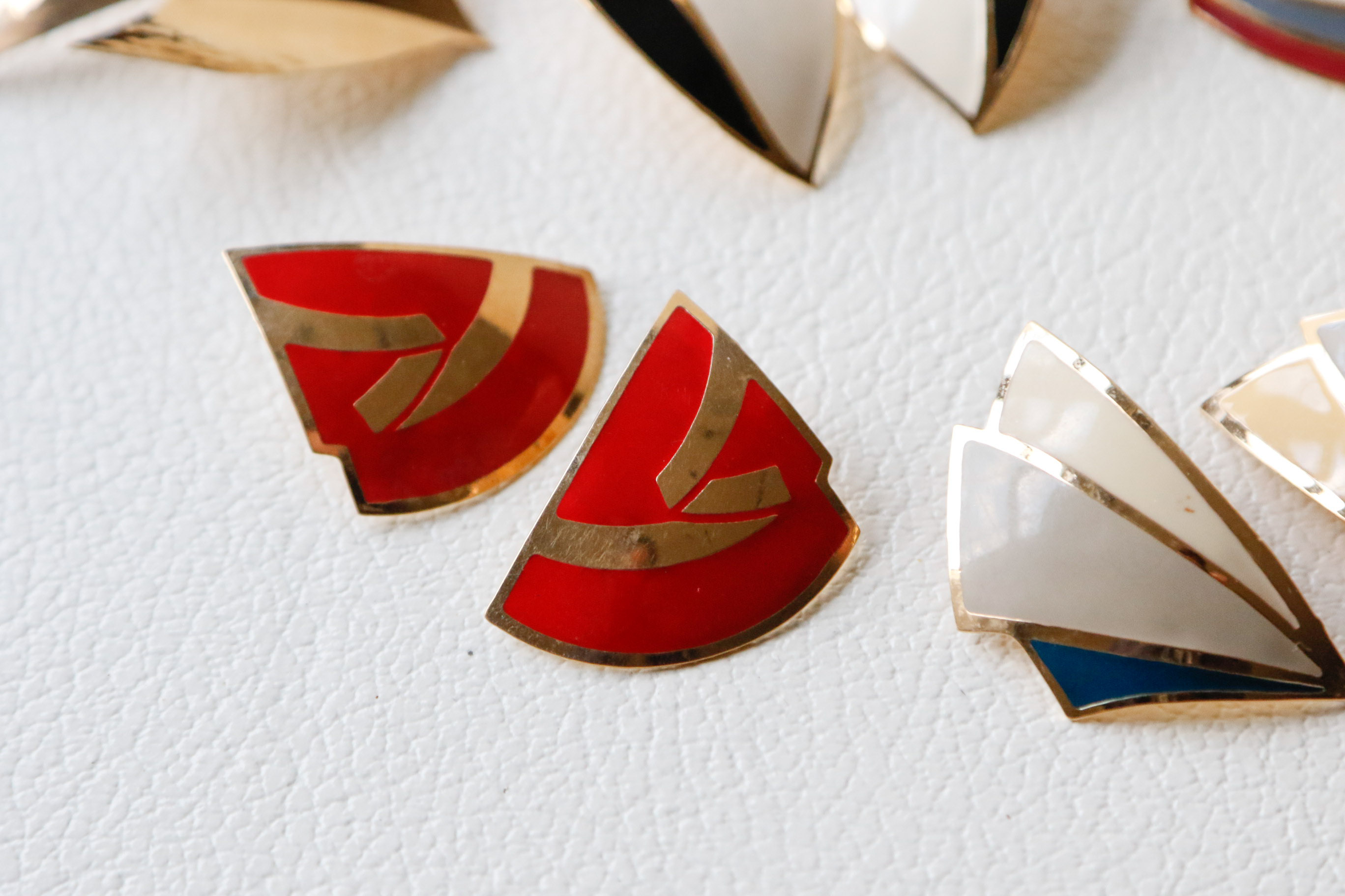 Collection of Vintage Goldtone Enamel Earrings